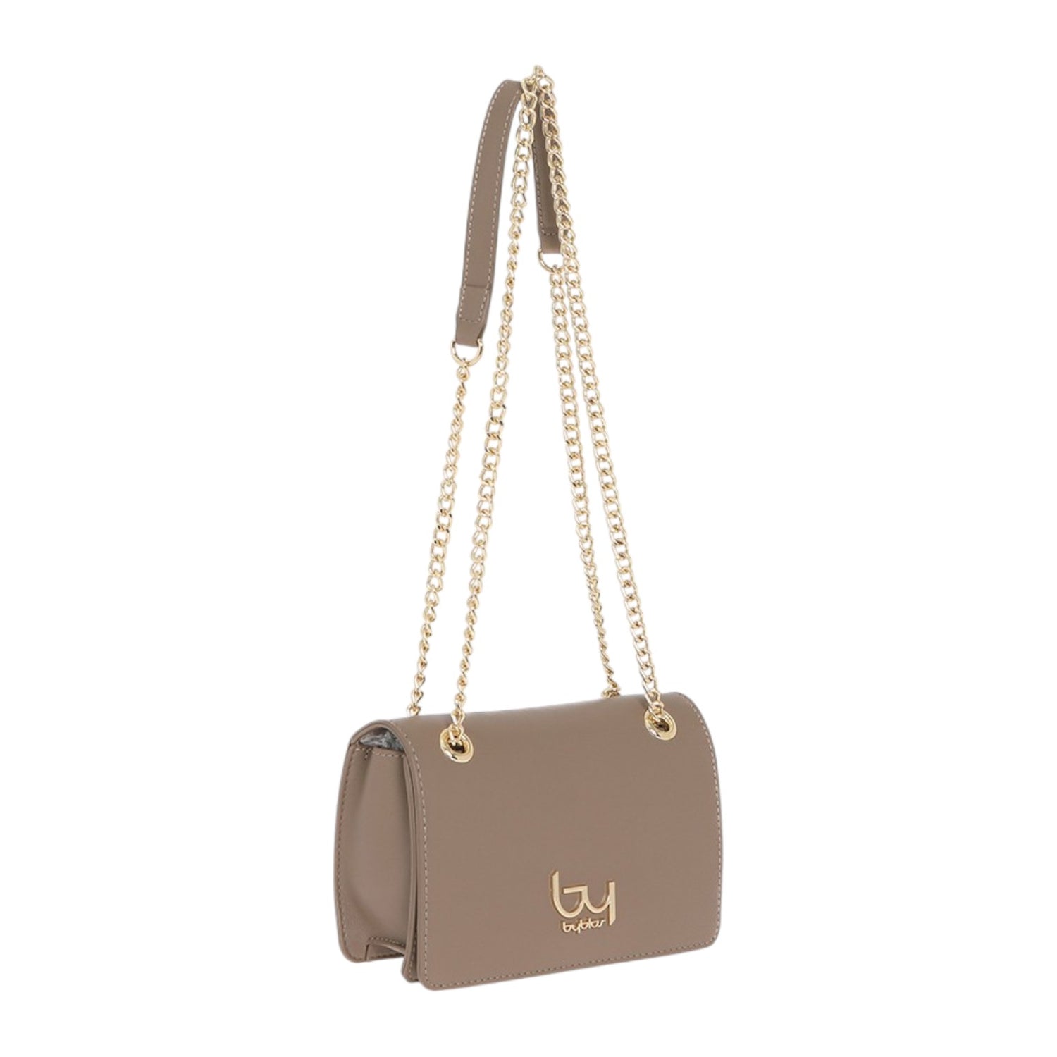 By Byblos Borsa a Tracolla Donna in Ecopelle Tortora con Catena Dorata