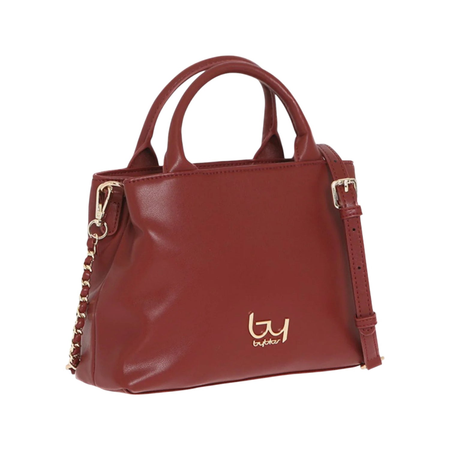 By Byblos Borsa a Mano Donna in Ecopelle Rosso Scuro con Tracolla a Catena