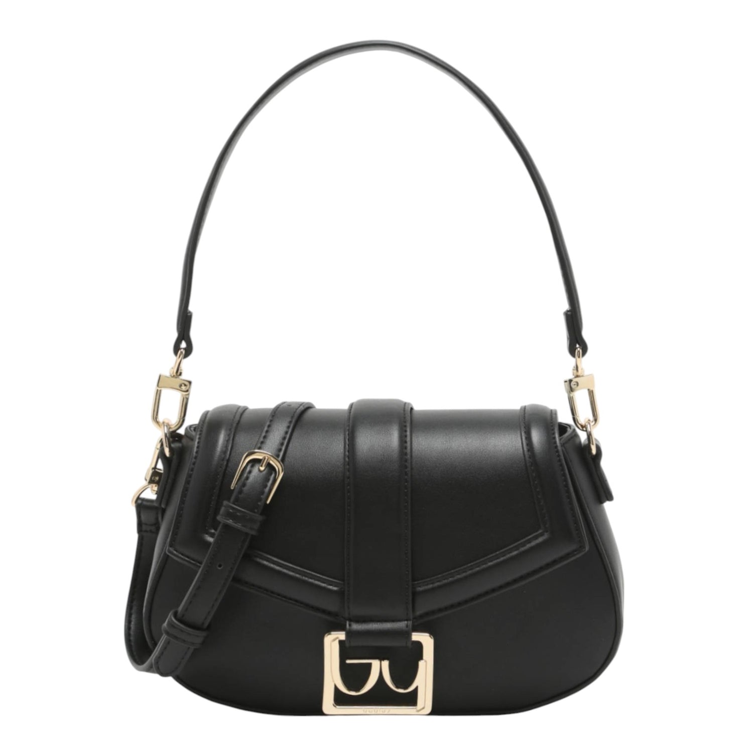 By Byblos Borsa a Spalla Donna in Ecopelle Nera con Tracolla e Logo