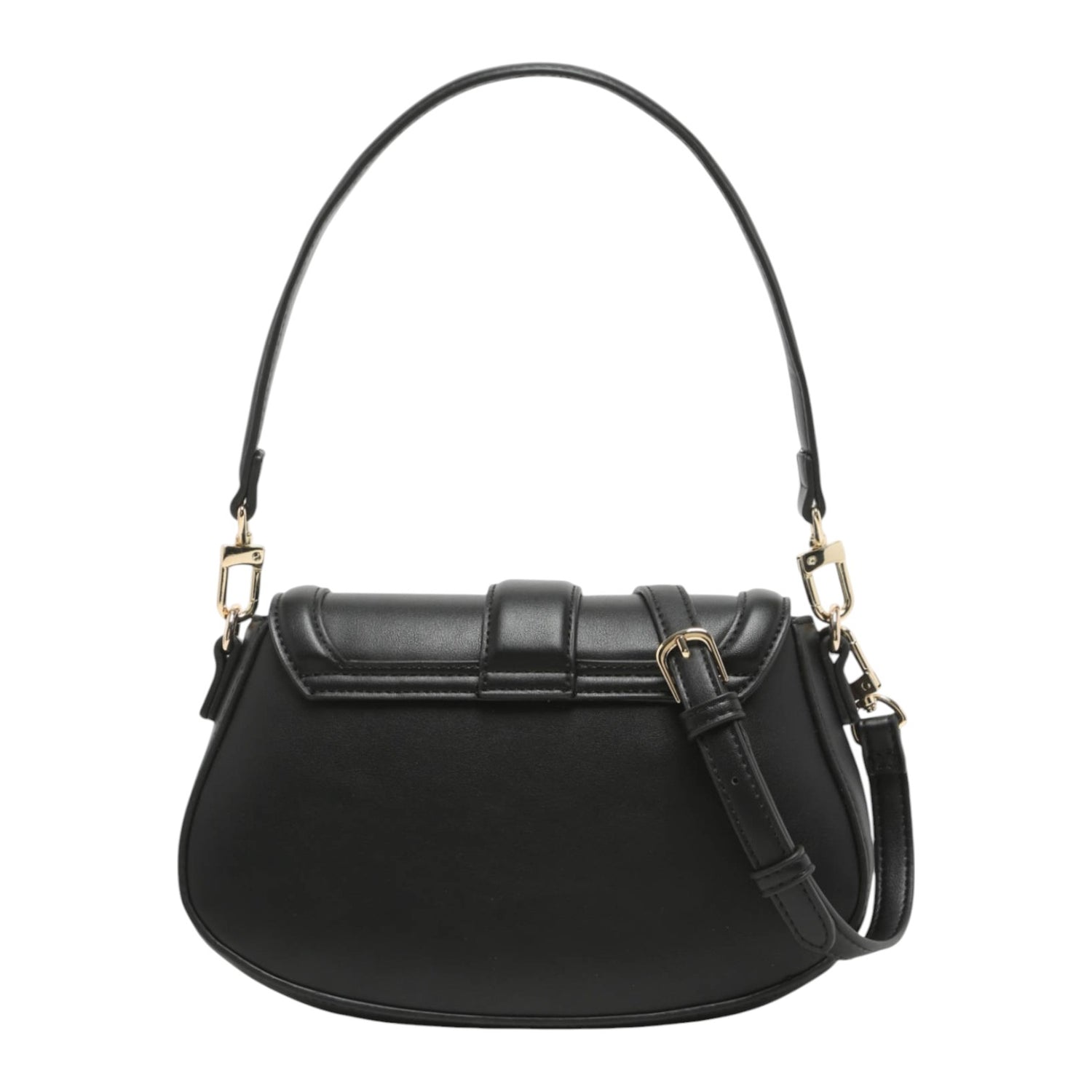 By Byblos Borsa a Spalla Donna in Ecopelle Nera con Tracolla e Logo