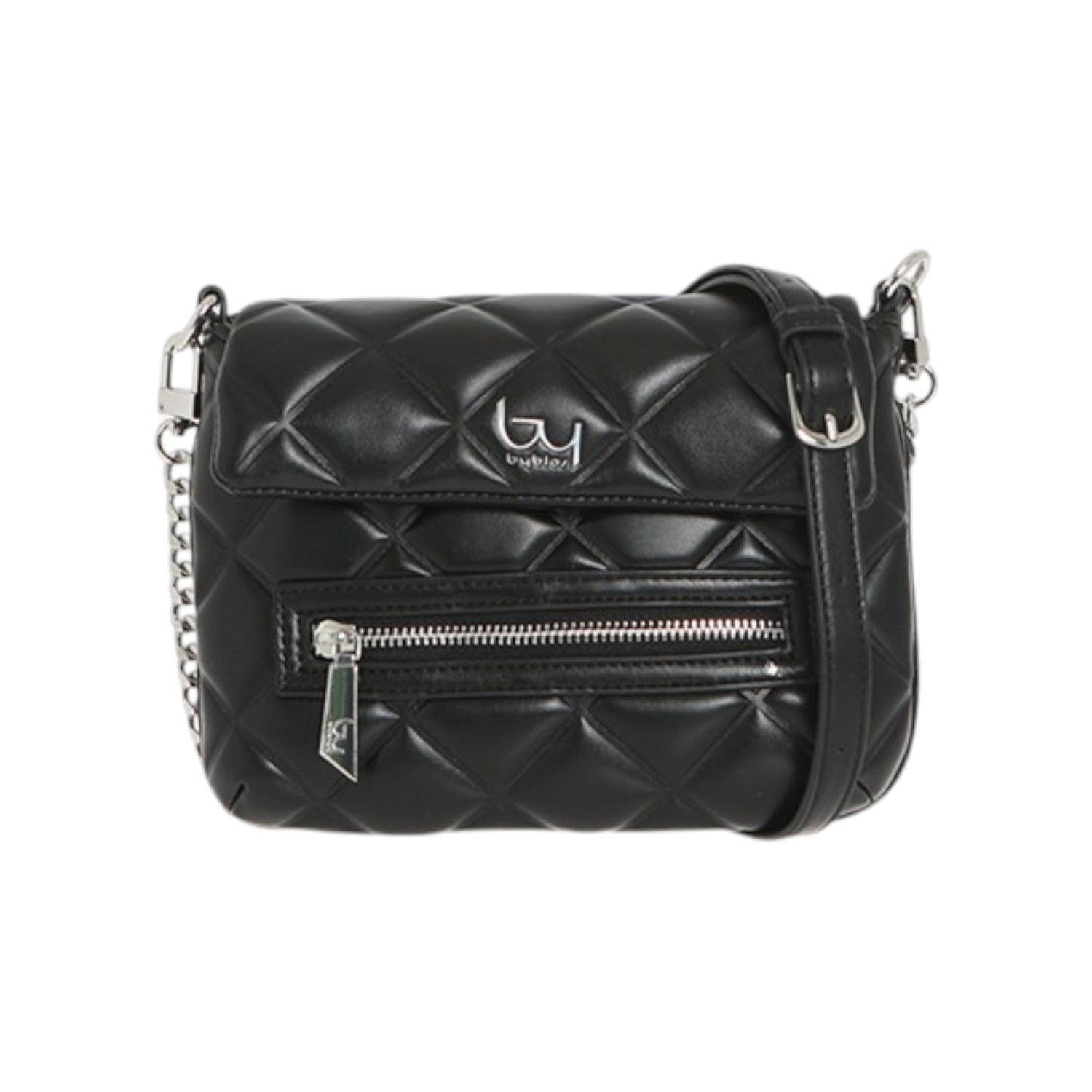 By Byblos Borsa a Tracolla Donna in Ecopelle Nera Effetto Trapuntato