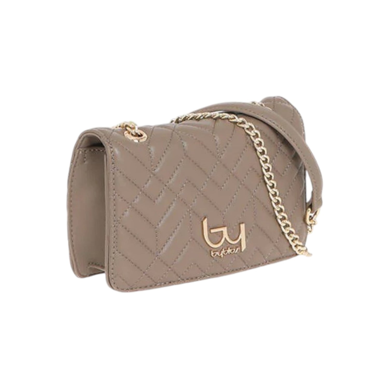 By Byblos Borsa a Tracolla Donna in Ecopelle Tortora Effetto Trapuntato con Catena
