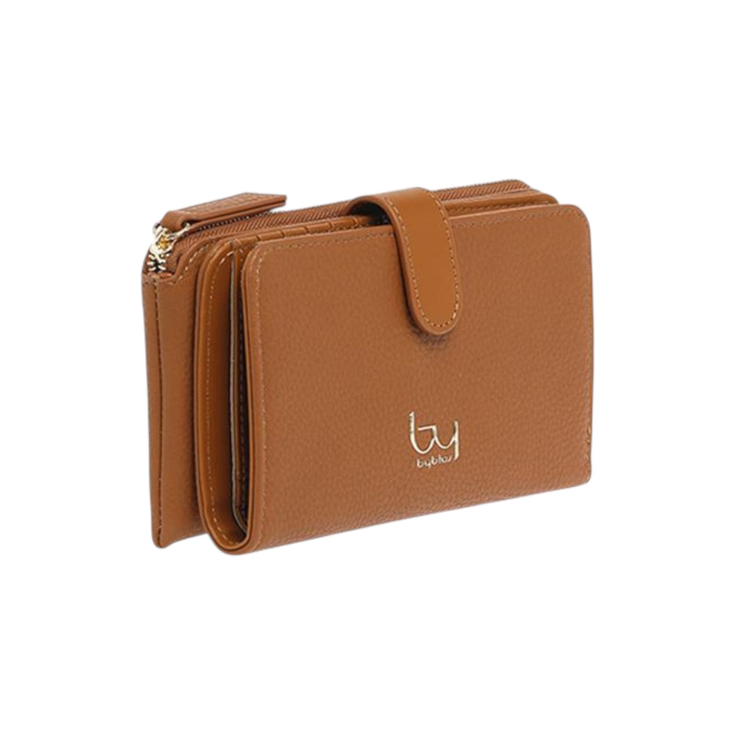 By Byblos Portafoglio Grande Donna in Ecopelle Cammello con Linguetta e Bottone