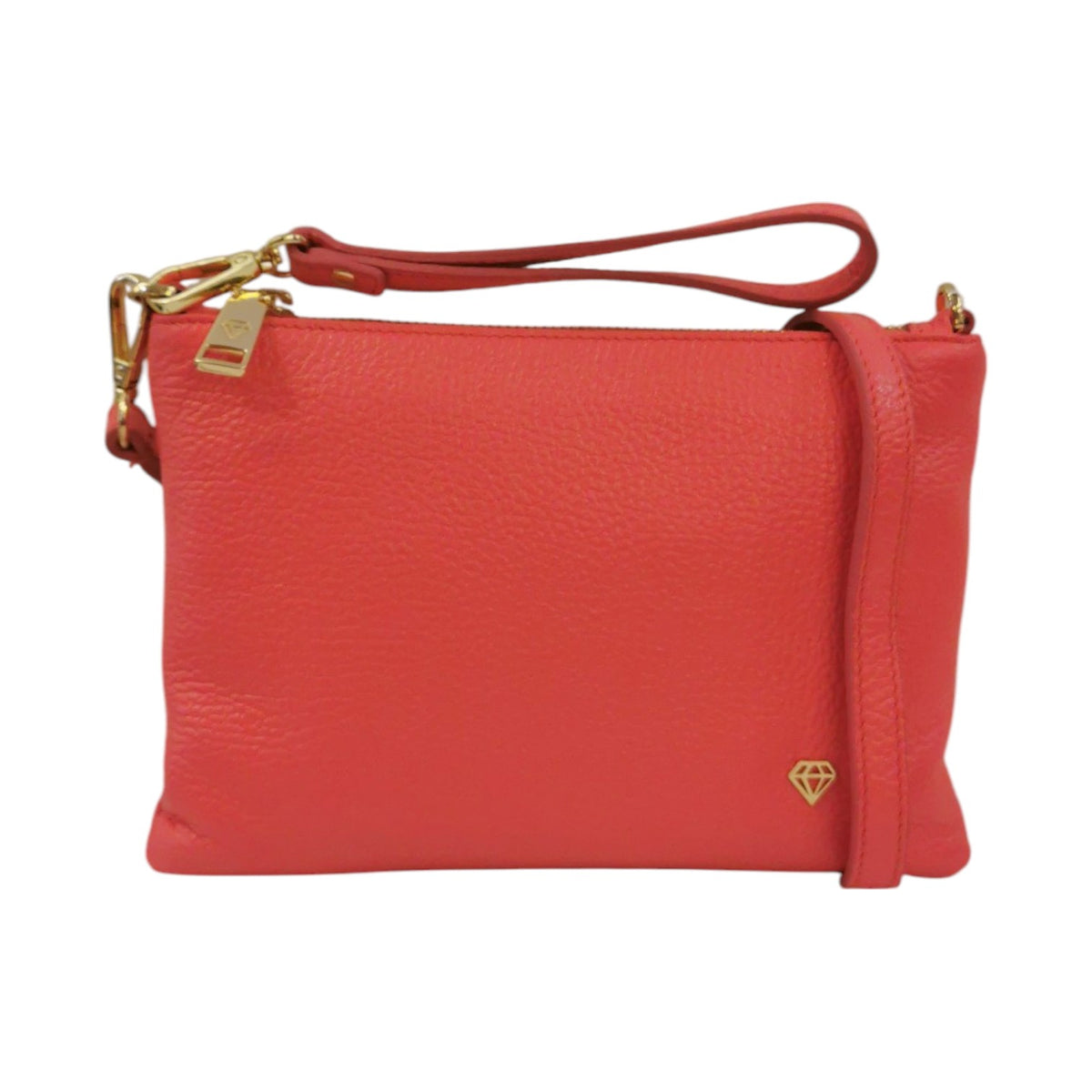 Caleidos Pochette Donna in Pelle Rosa con Tracolla e Polsino e Logo Laterale