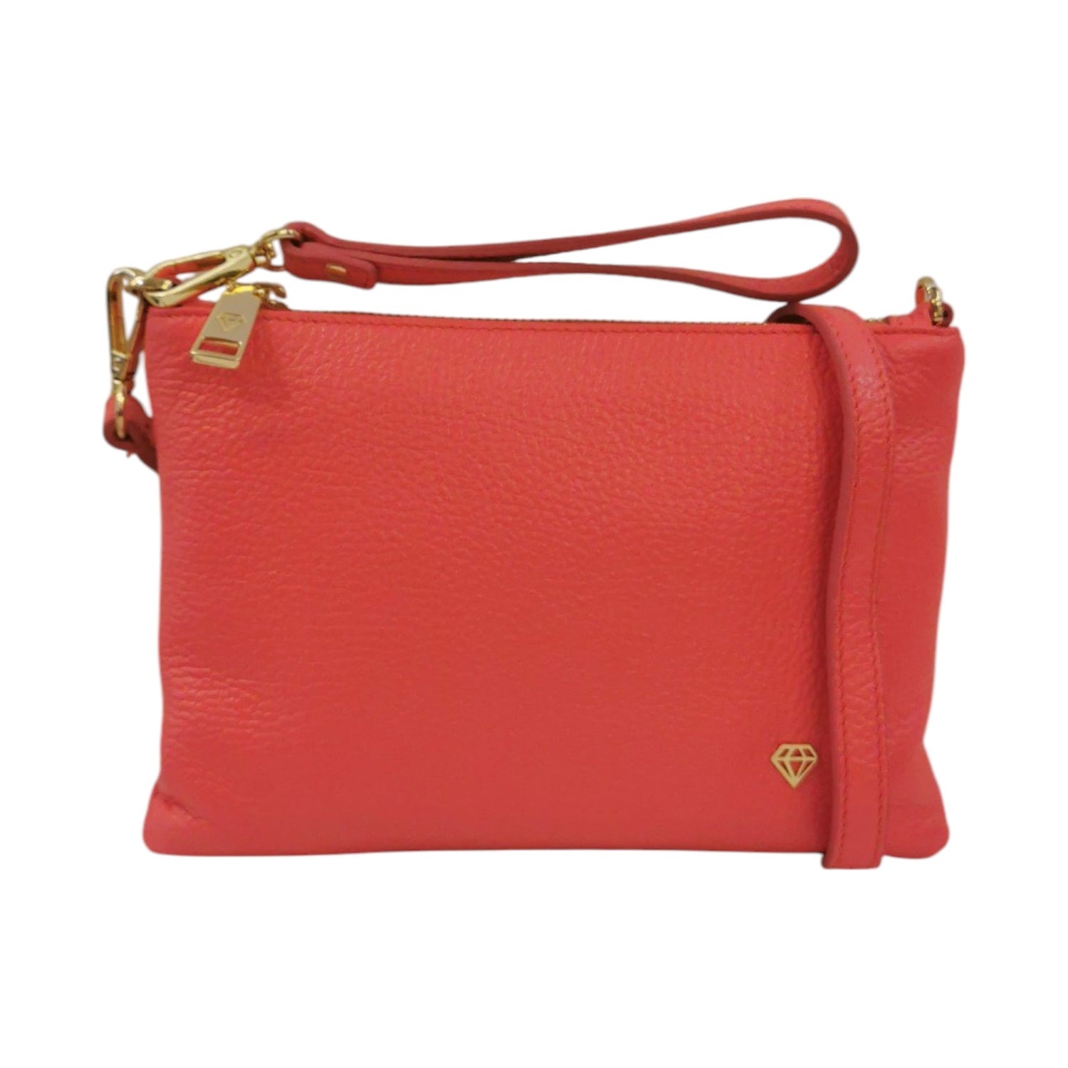 Caleidos Pochette Donna in Pelle Rosa con Tracolla e Polsino e Logo Laterale