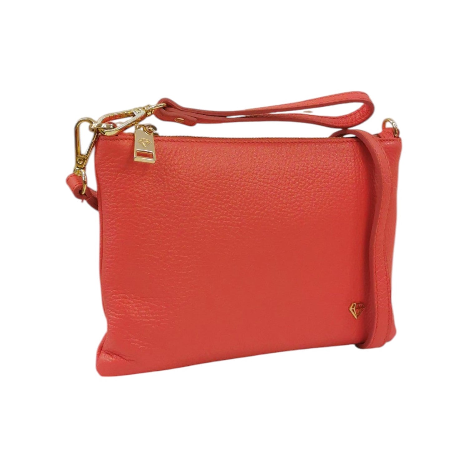 Caleidos Pochette Donna in Pelle Rosa con Tracolla e Polsino e Logo Laterale