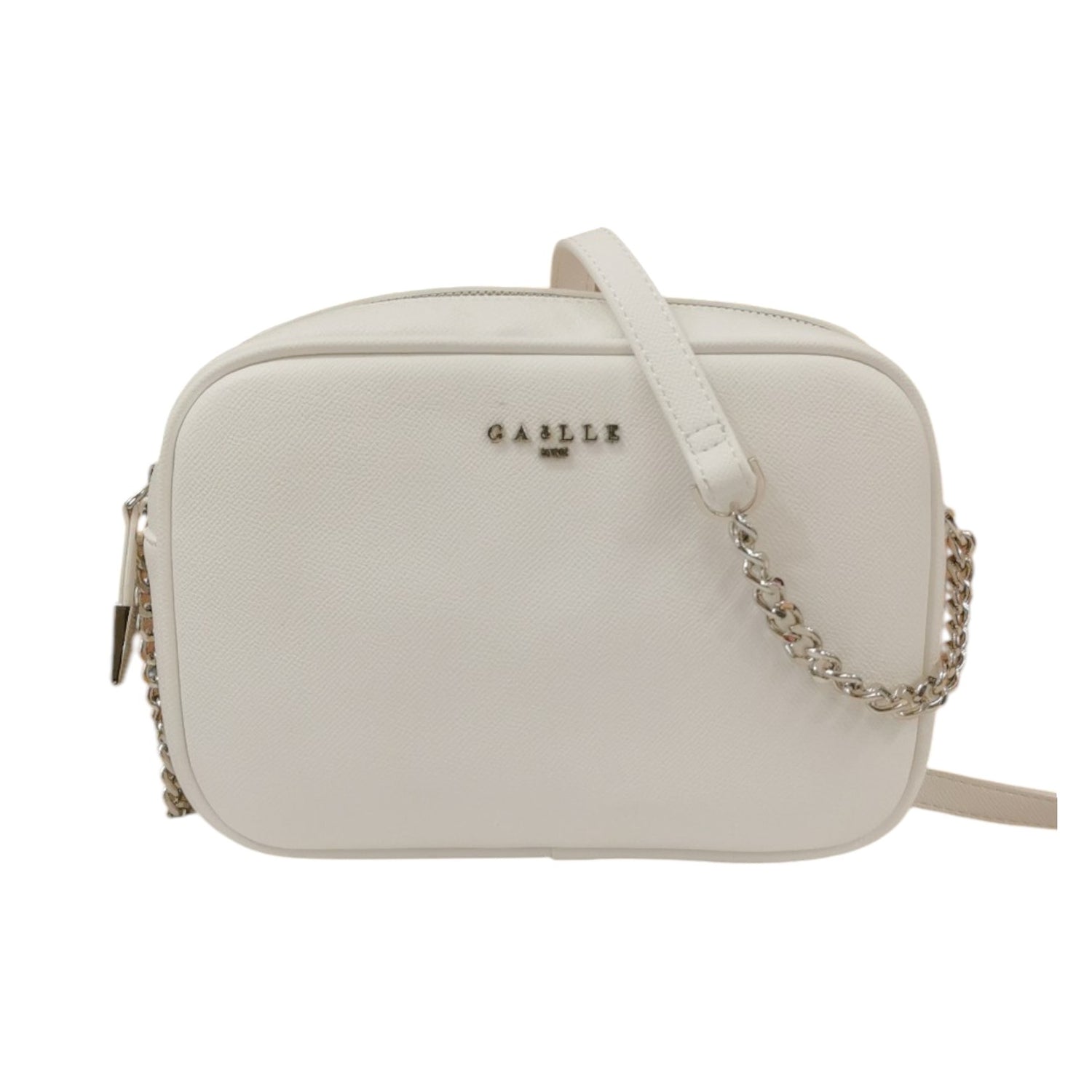 Gaelle Borsa a Tracolla Donna in Ecopelle Bianca con Catena Argento