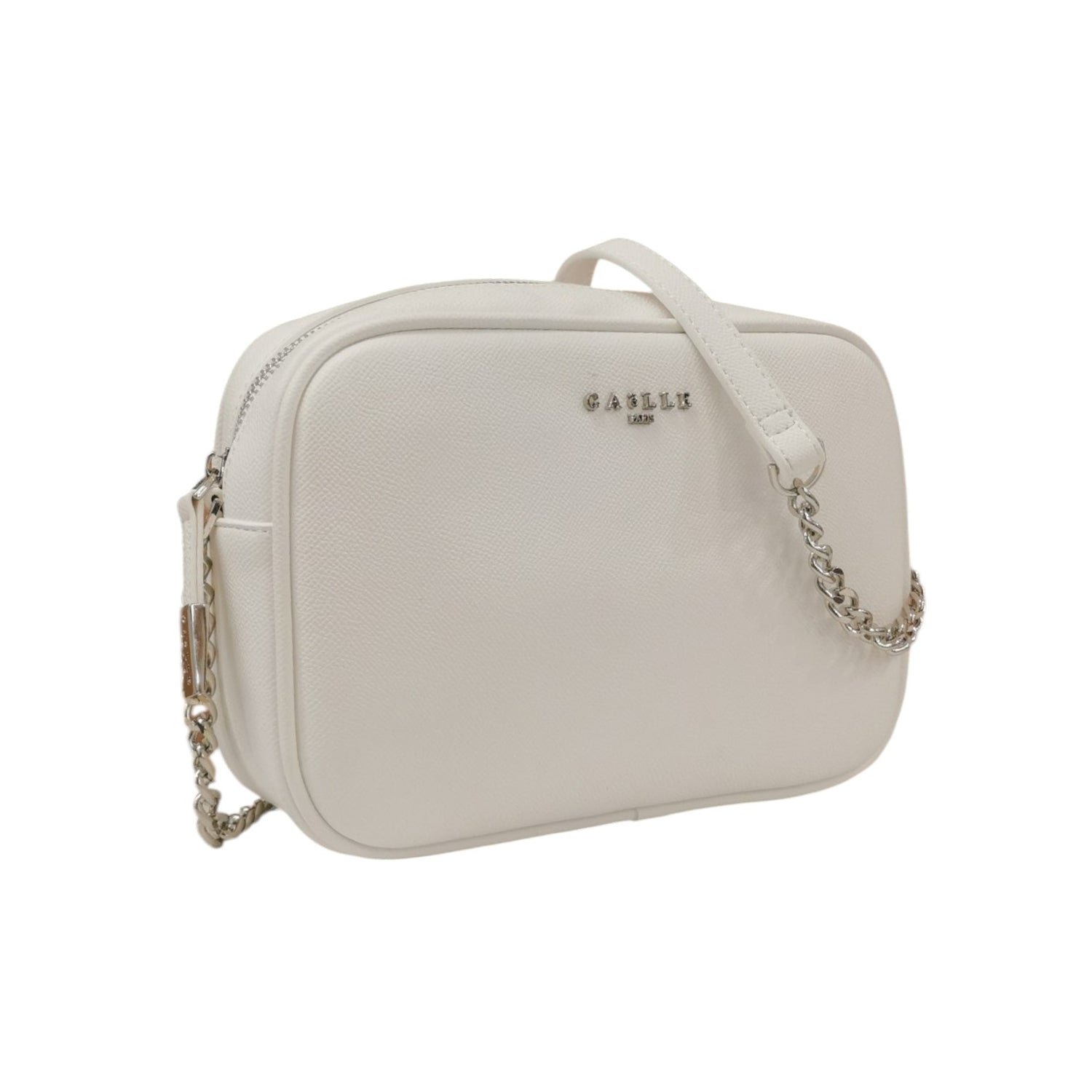 Gaelle Borsa a Tracolla Donna in Ecopelle Bianca con Catena Argento