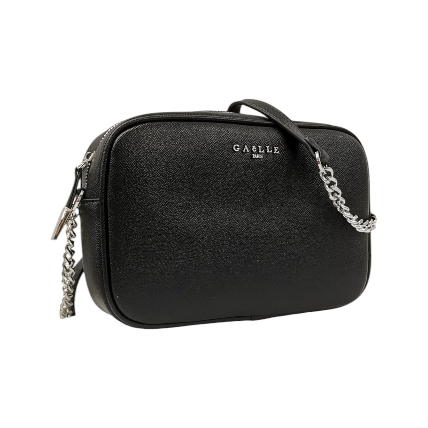 Gaelle Borsa a Tracolla Donna in Ecopelle Nera con Catena Argento