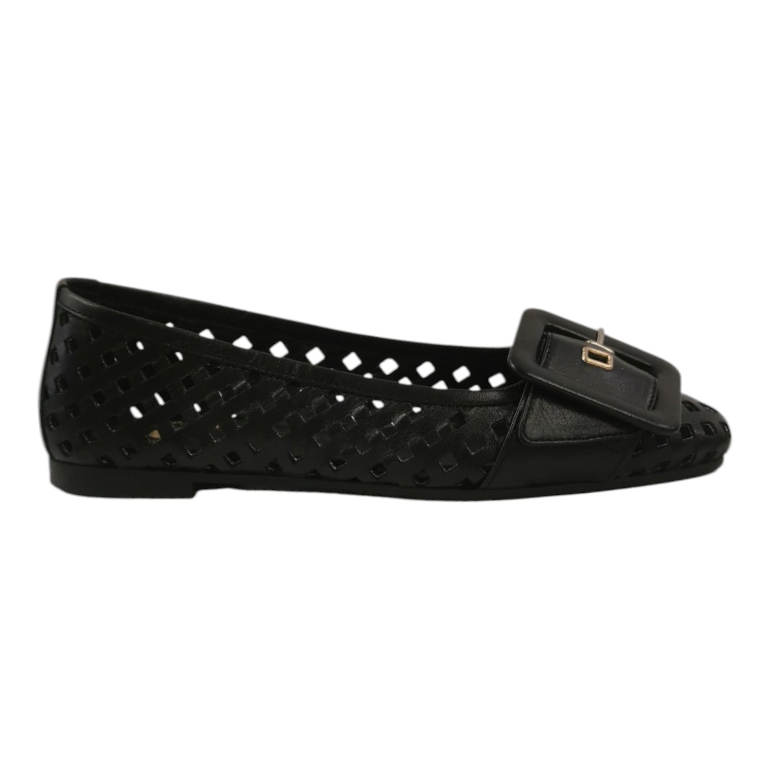 Scarpeborseonline Ballerina Nera Traforata con Fibbia da Donna