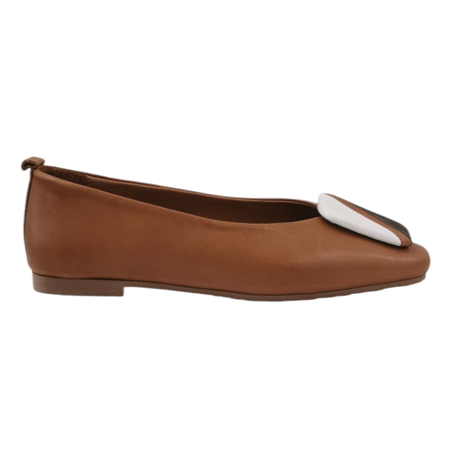 Scarpeborseonline Ballerina Cuoio con Accessorio Bicolore da Donna