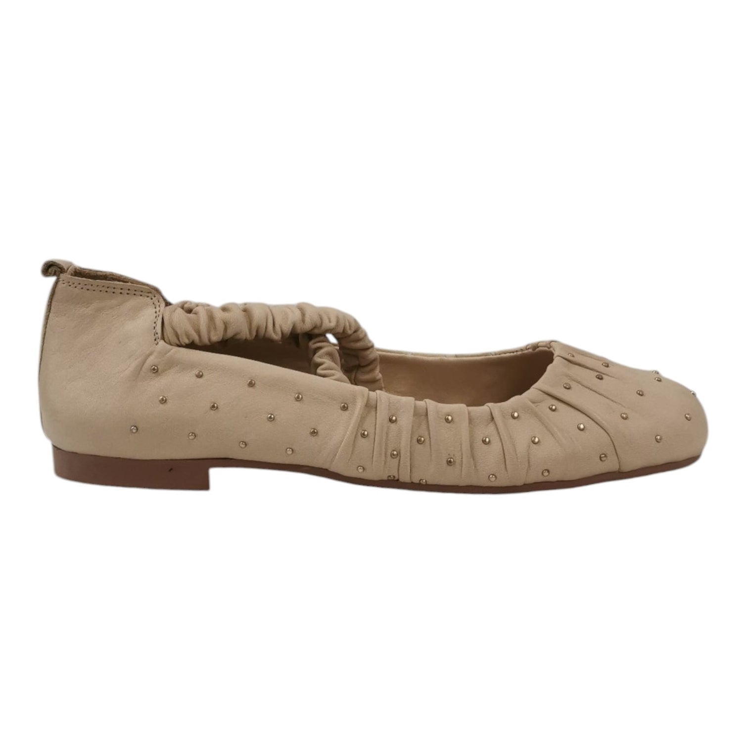 Scarpeborseonline Ballerina Beige in Pelle con Borchiette da Donna