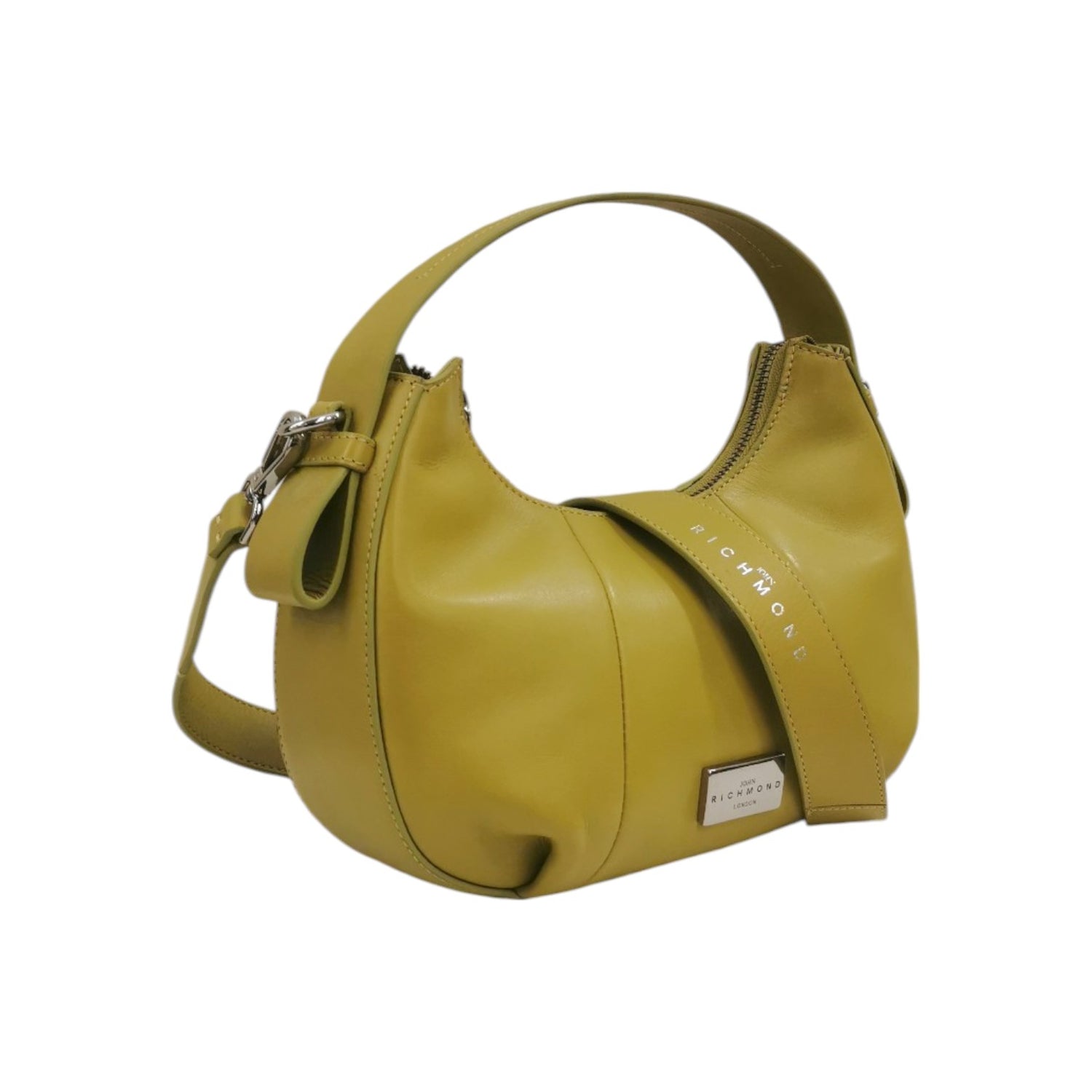 John Richmond Borsa a Mano S Donna in Pelle Verde Acido e Metalleria Oro con Tracolla in Pelle