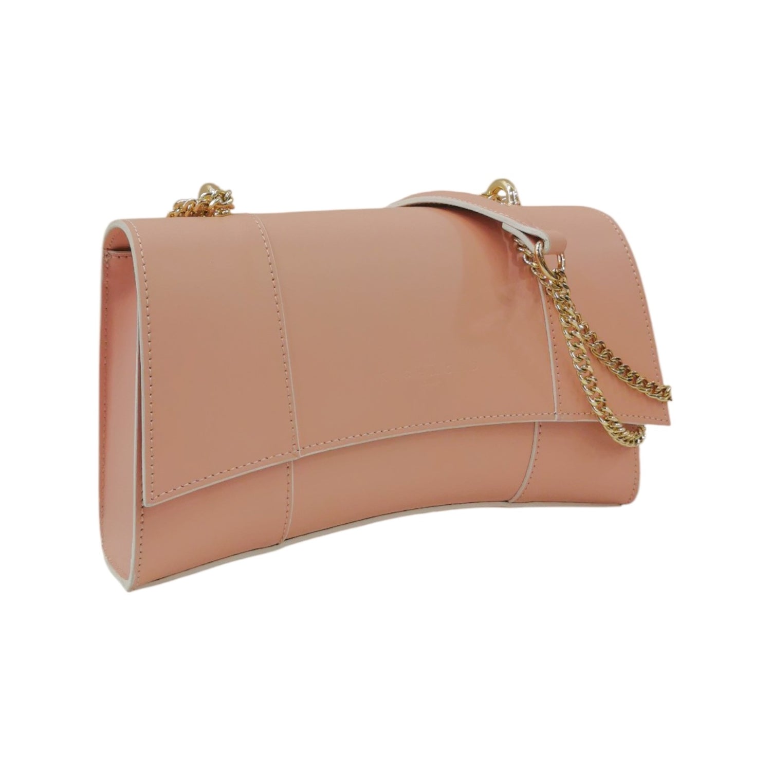 John Richmond Borsa a Spalla Donna in Pelle Rosa e Tracolla Catena Oro