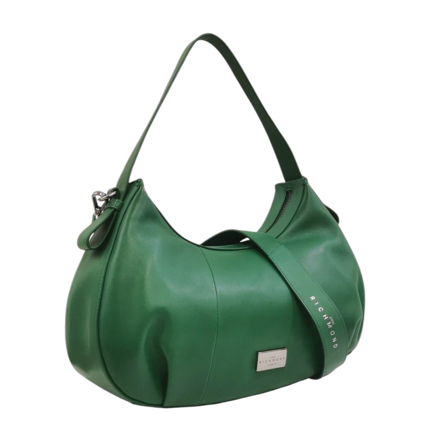 John Richmond Borsa a Spalla M Donna in Pelle Verde con Tracolla in Pelle e Metalleria Argento