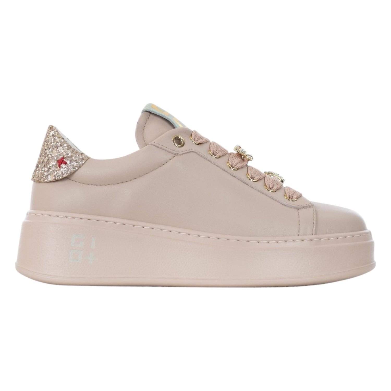 Gio+ Sneakers Platform Donna in Pelle Rosa con Accessorio
