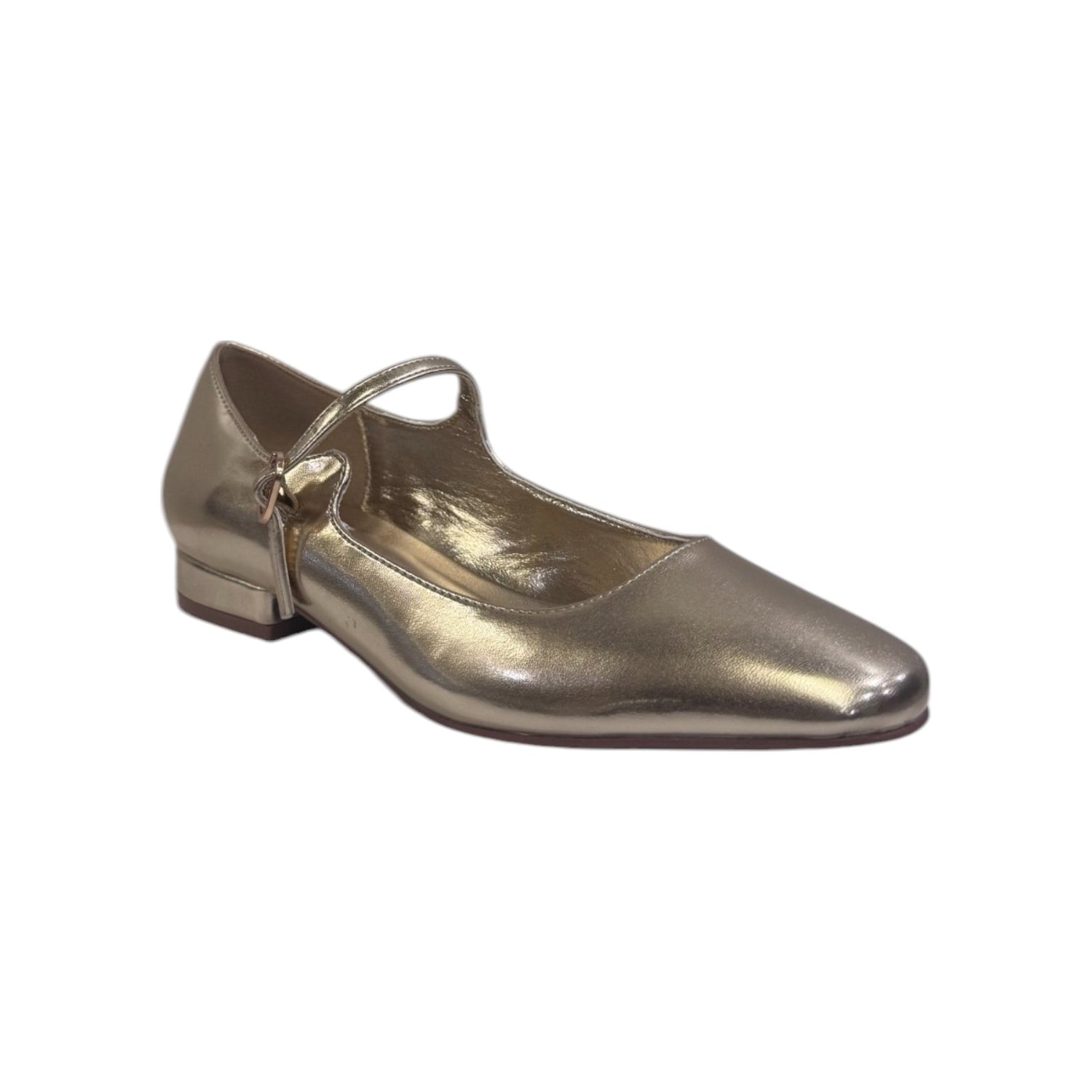 Keys Chanelle Donna in Pelle Laminata Oro con Tacco Basso 20mm
