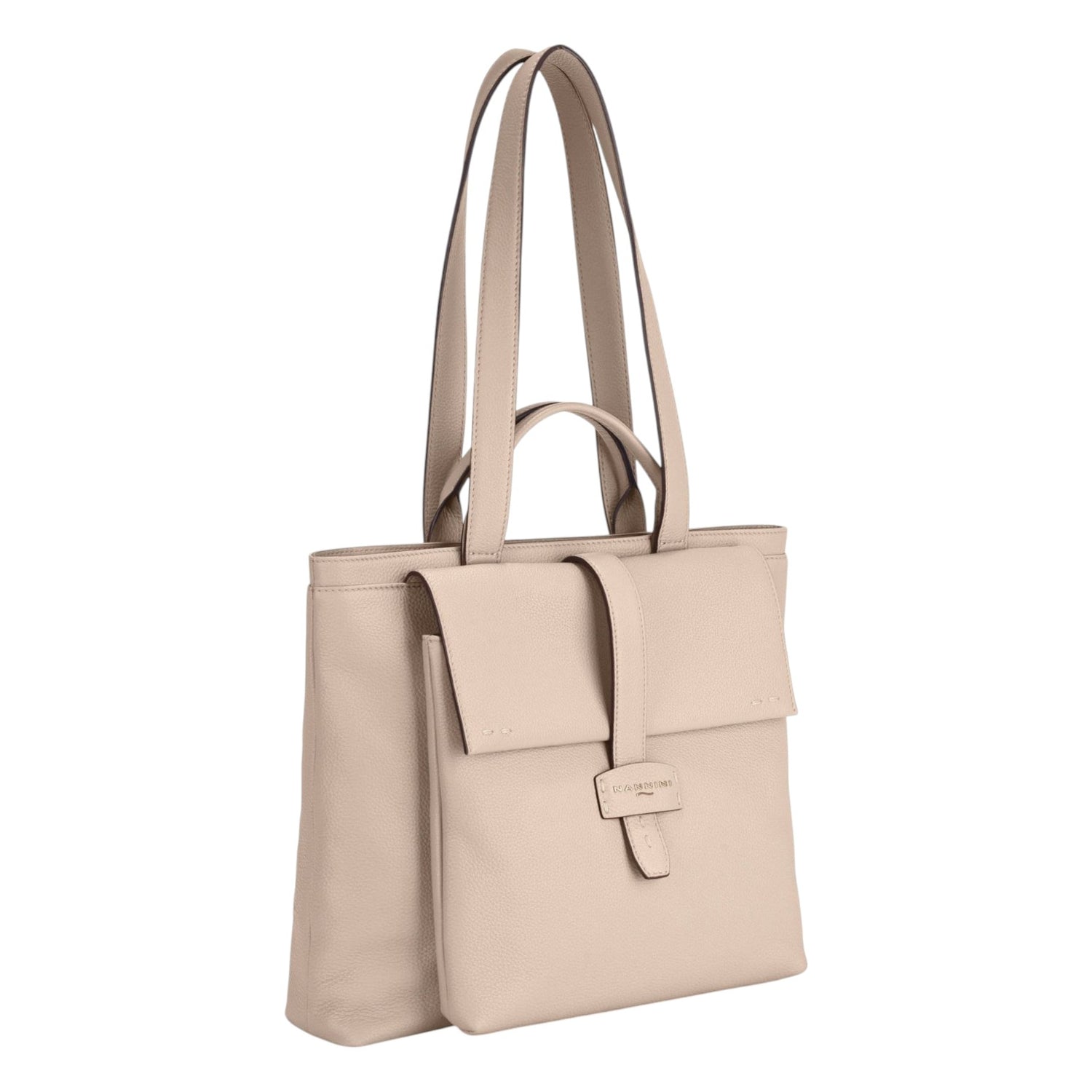 Nannini Firenze Borsa a Spalla Gaide Donna in Pelle Beige con Tasca Frontale