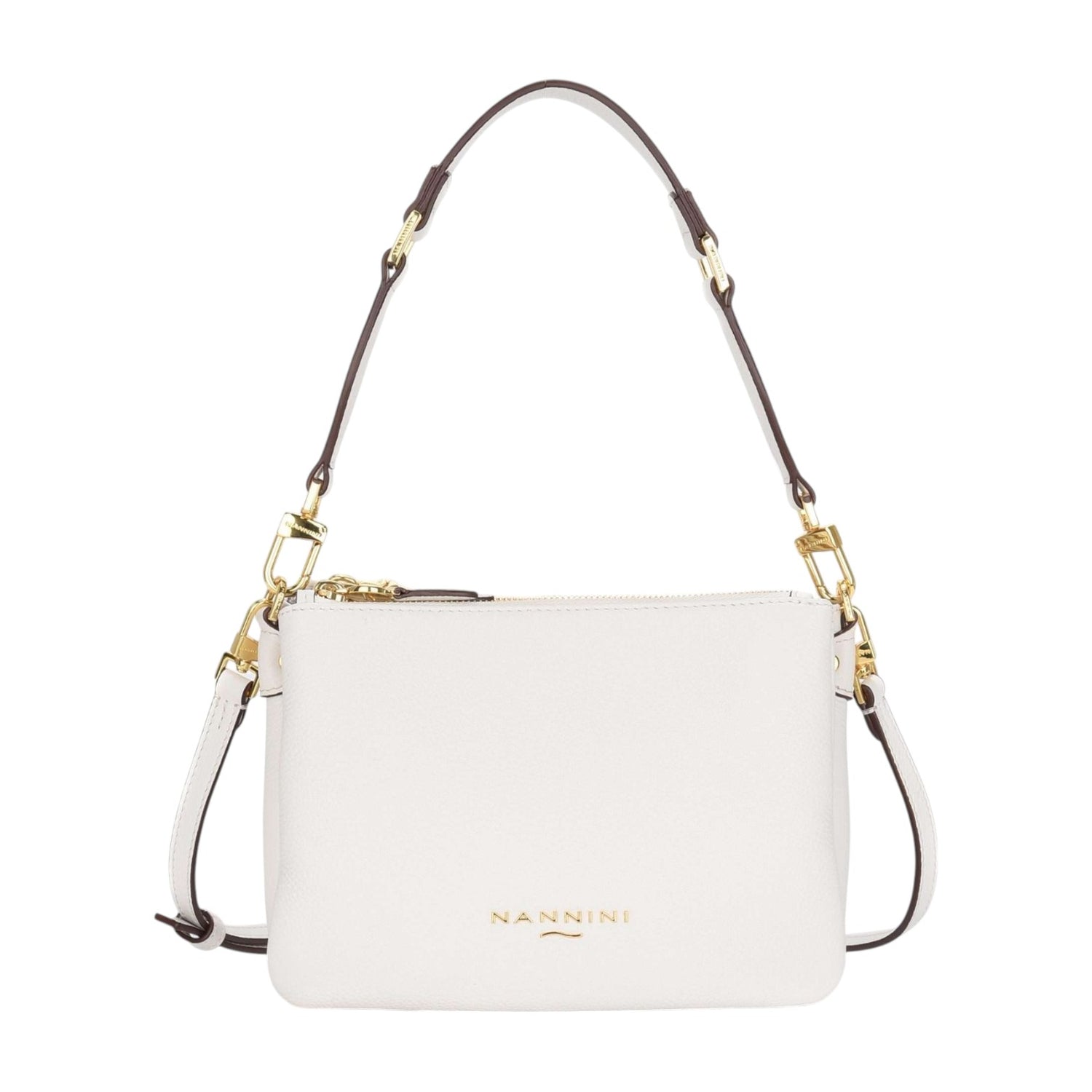 Nannini Firenze Borsa a Tracolla Bice Donna in Pelle Bianca con Manico