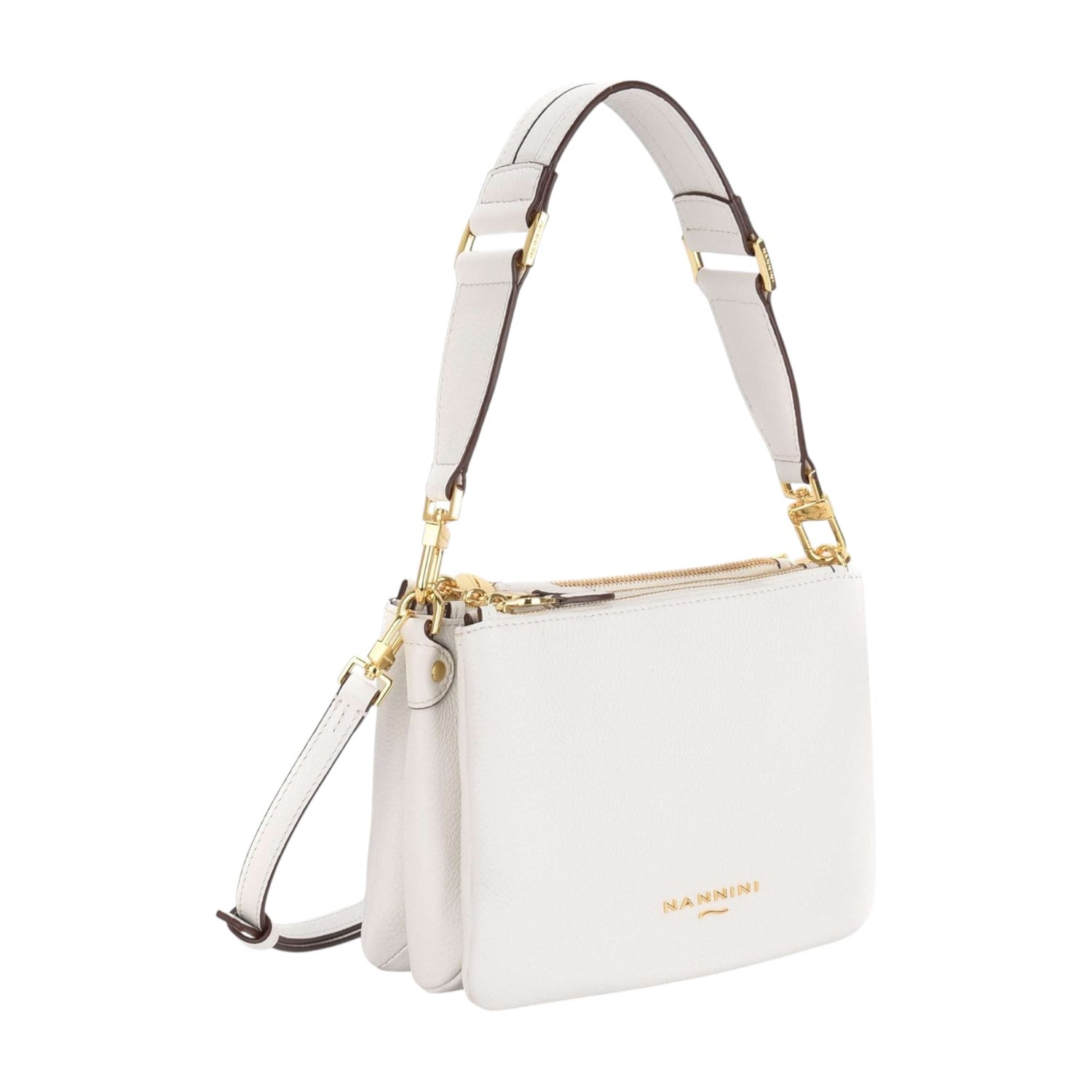 Nannini Firenze Borsa a Tracolla Bice Donna in Pelle Bianca con Manico