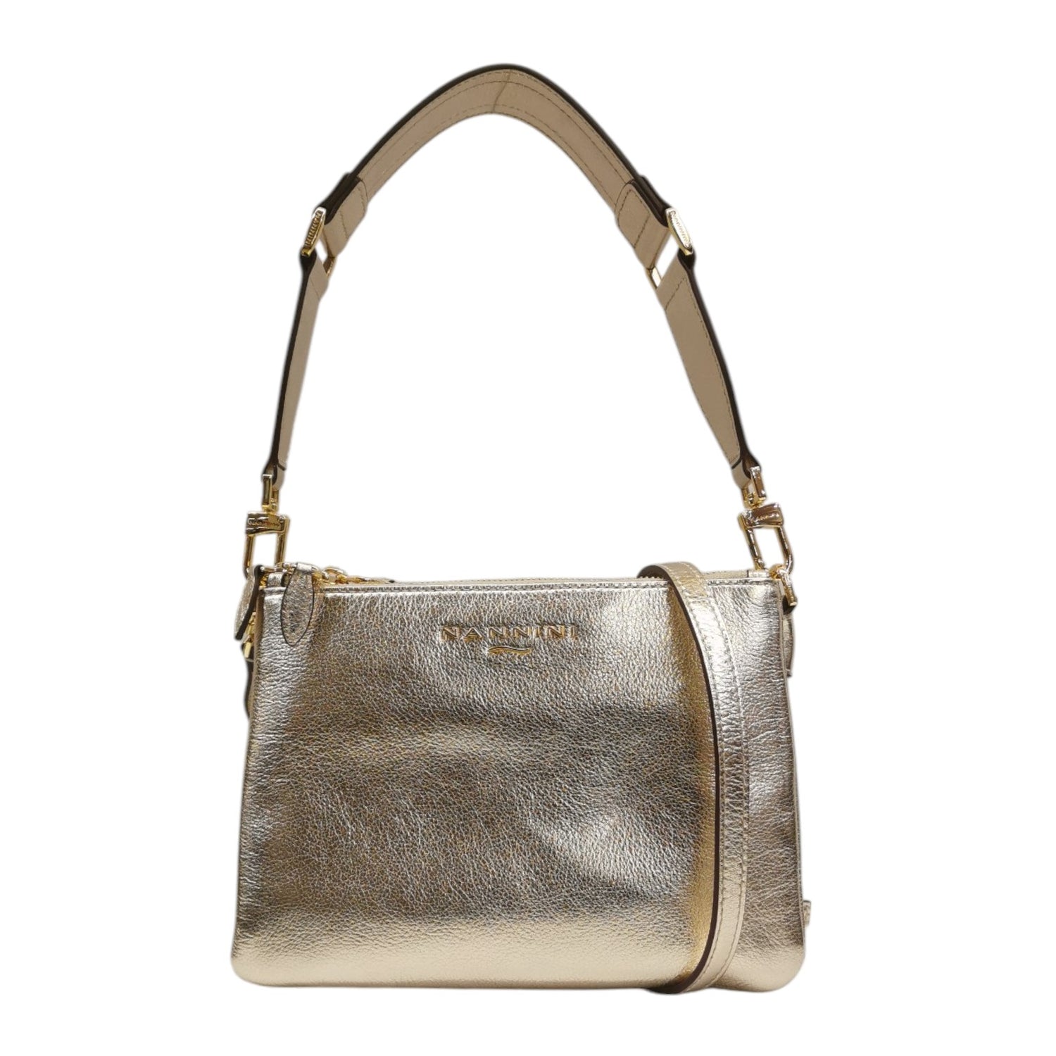 Nannini Firenze Borsa a Tracolla Bice Donna in Pelle Oro con Manico