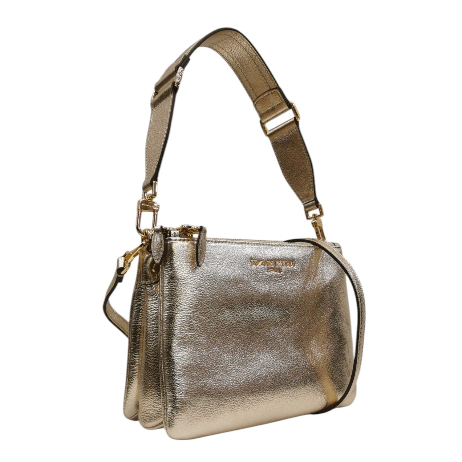 Nannini Firenze Borsa a Tracolla Bice Donna in Pelle Oro con Manico