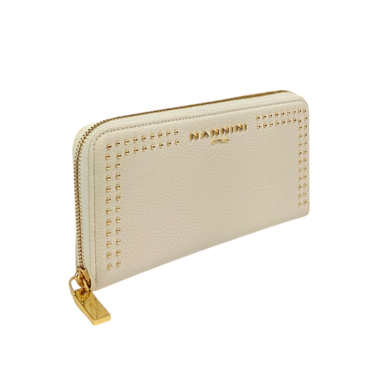 Nannini Firenze Portafoglio Donna in Pelle Bianca con Mini Borchiette