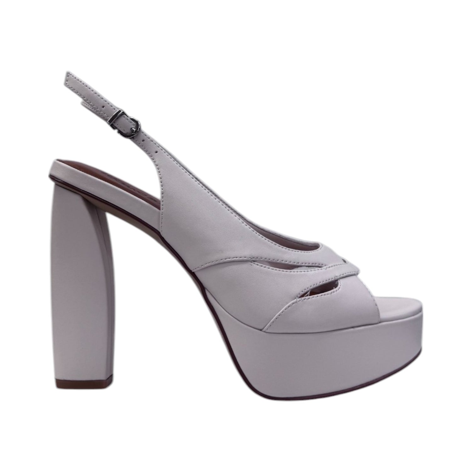 Luciano Barachini Sandalo Latte in Pelle con Plateau t.11 da Donna