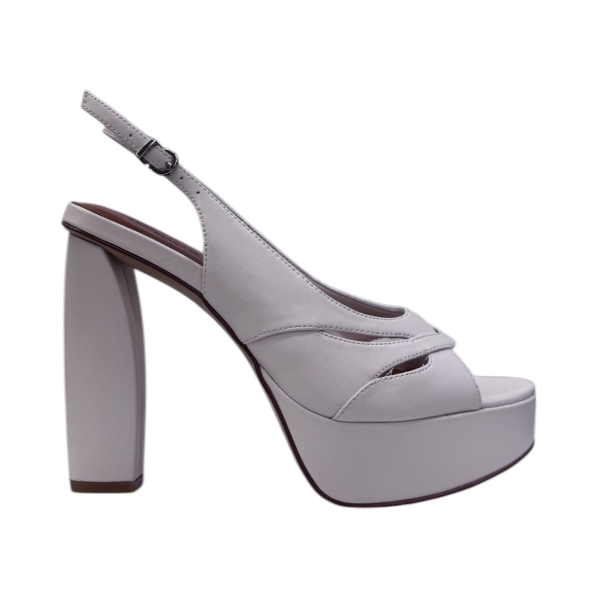 Luciano Barachini Sandalo Latte in Pelle con Plateau t.11 da Donna