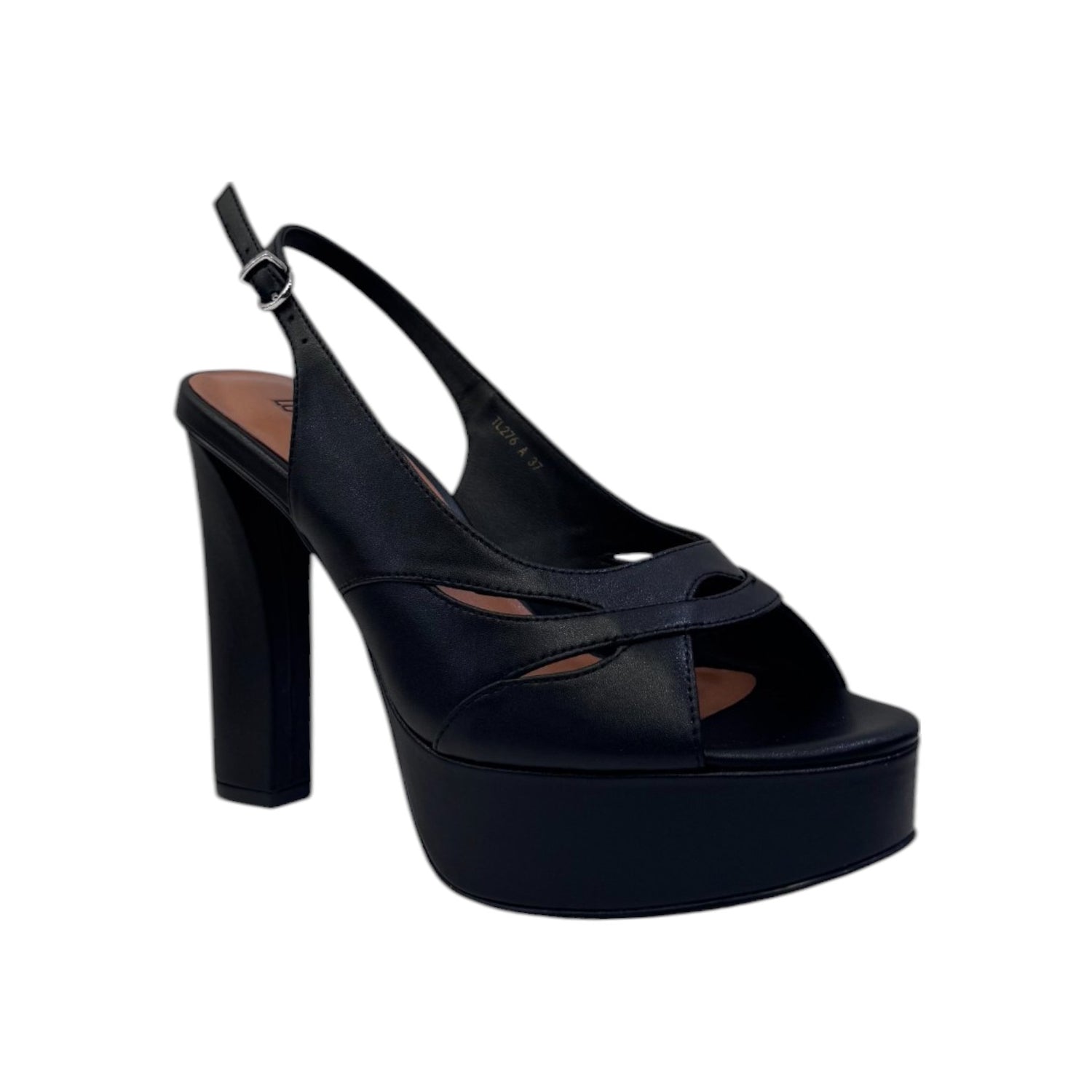 Luciano Barachini Sandalo Nero in Pelle con Plateau t.11 da Donna