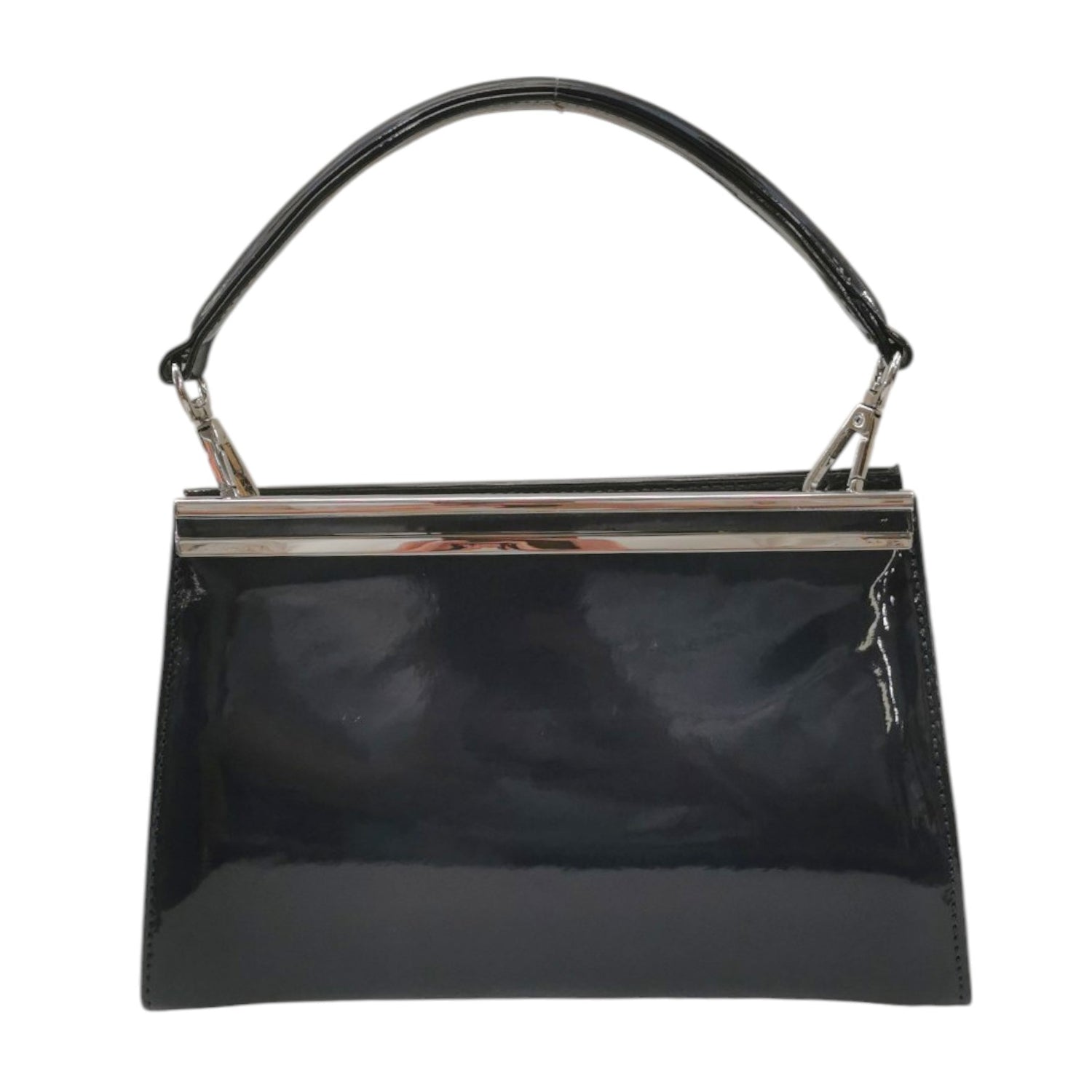 Della Fonte Pochette a Mano Rigida Blu in Vernice da Donna