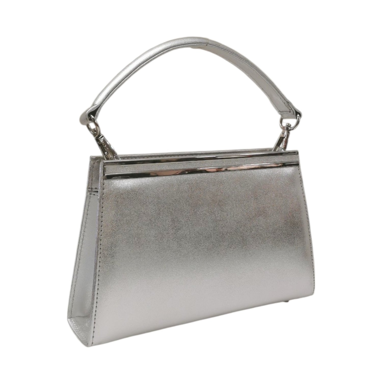 Della Fonte Pochette a Mano Rigida Argento Laminato da Donna