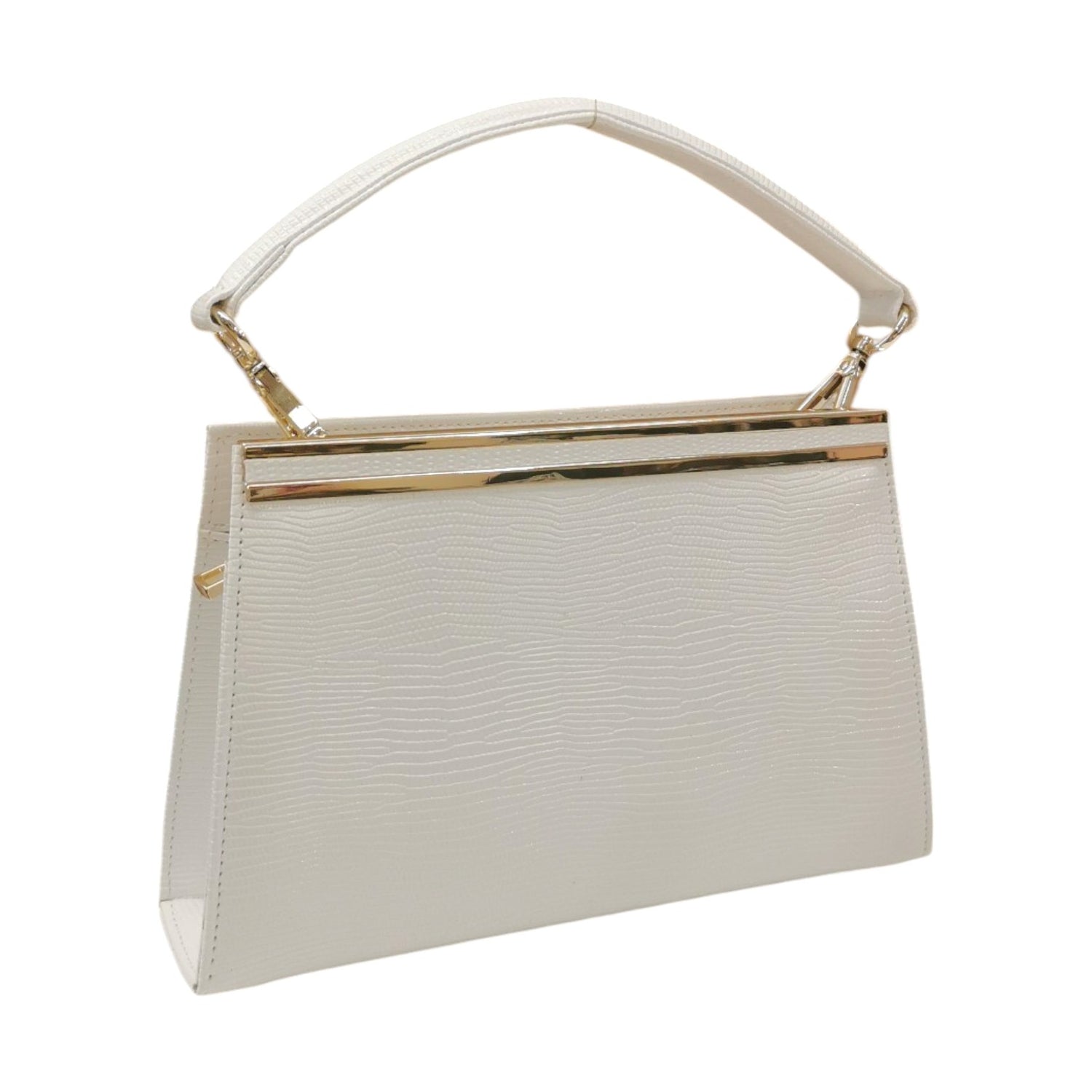 Della Fonte Pochette a Mano Rigida Bianca Stampa Effetto Cocco da Donna