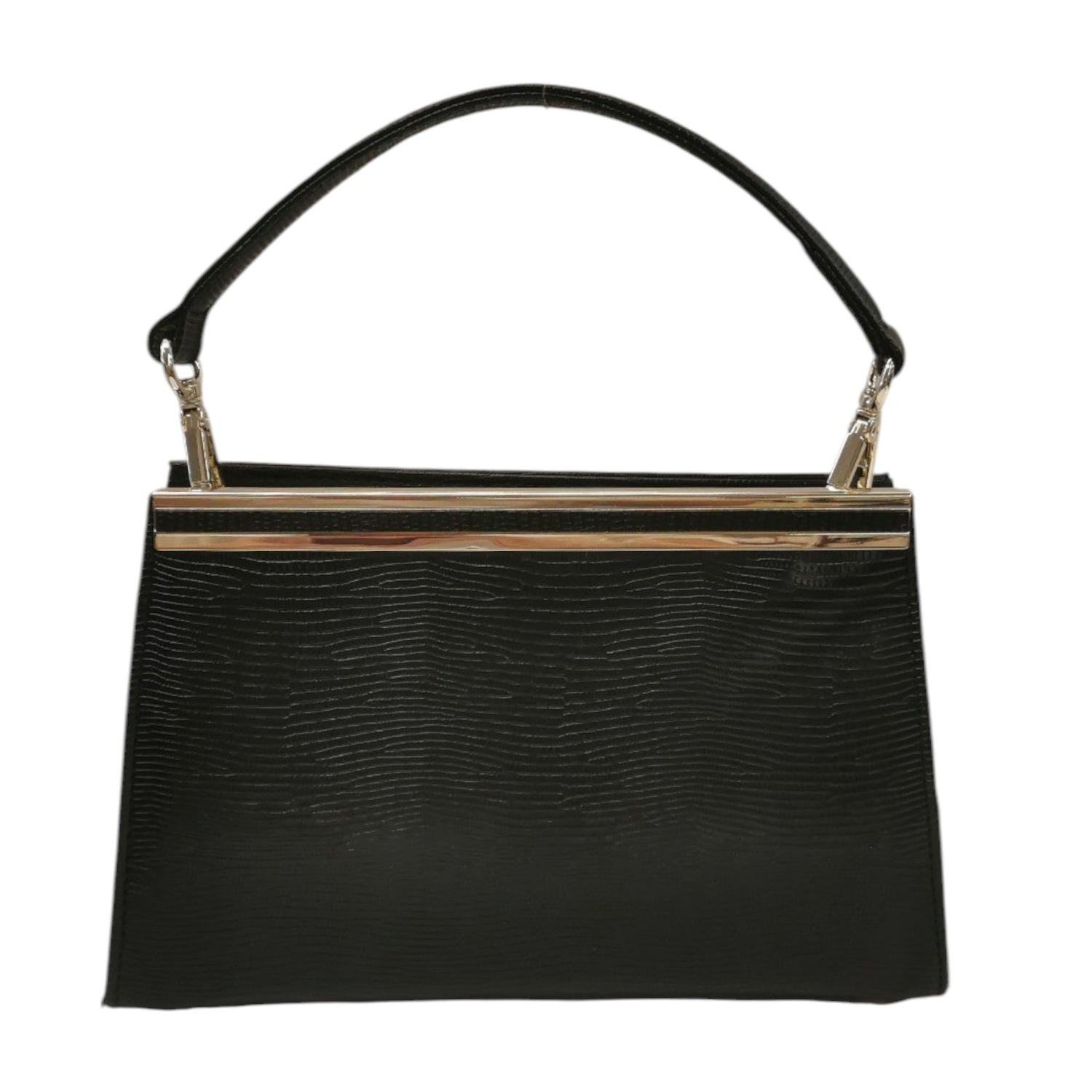 Della Fonte Pochette a Mano Rigida Nera Stampa Effetto Cocco da Donna