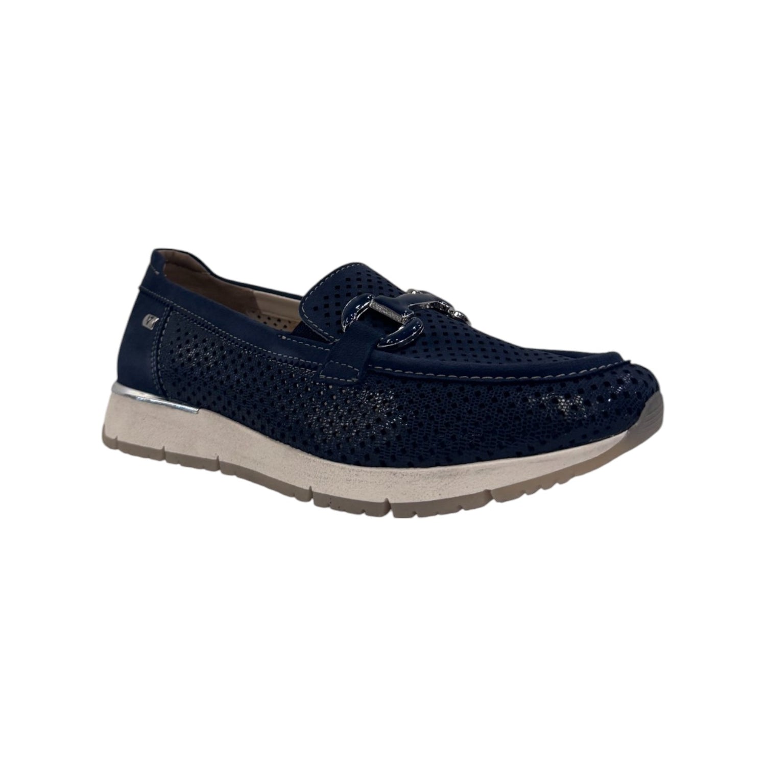 Valleverde Mocassino Traforato Blu con Morsetto da Donna