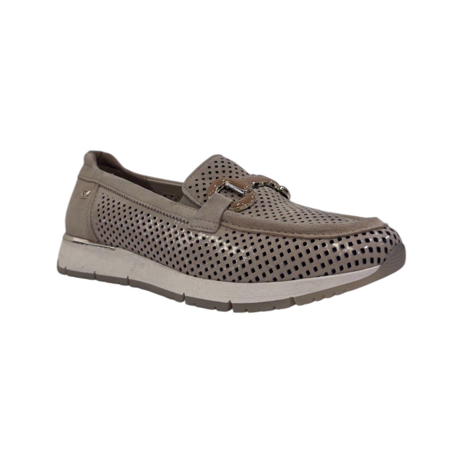 Valleverde Mocassino Traforato Crema con Morsetto da Donna