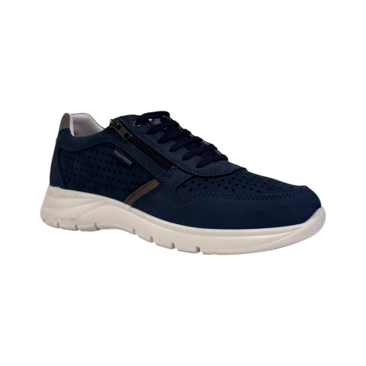 Valleverde Sneakers Blu in Nabuck Traforata con Lacci e Cerniera da Uomo