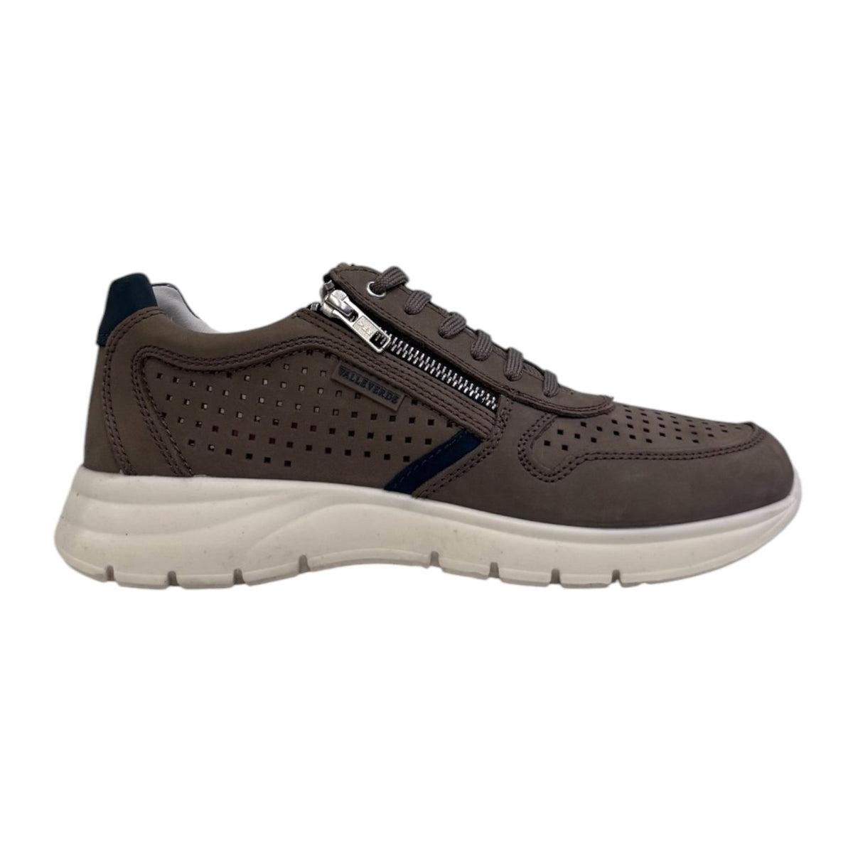 Valleverde Sneakers Tortora in Nabuck Traforata con Lacci e Cerniera da Uomo
