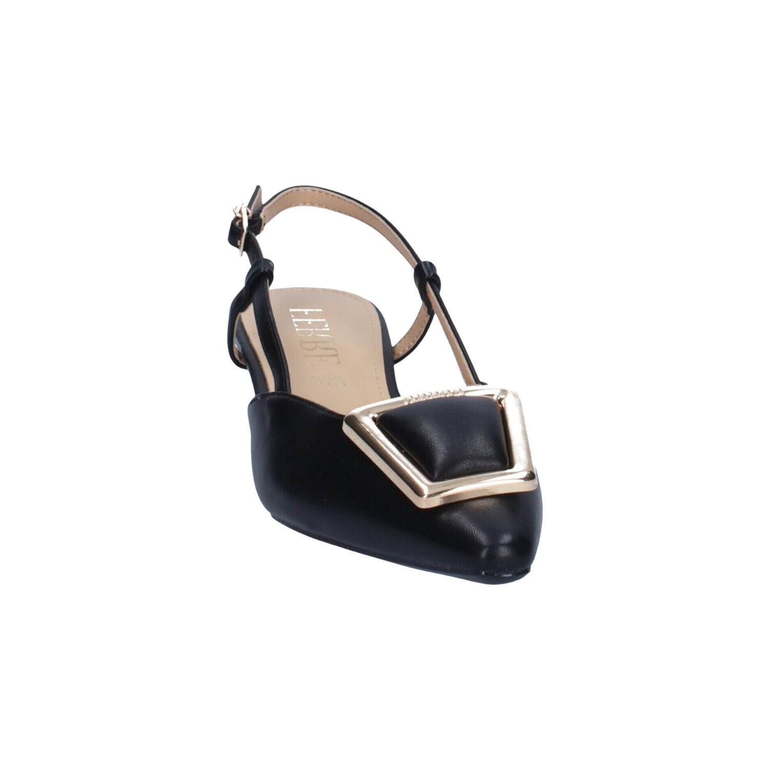 Ferrè Chanelle Donna in Ecopelle Nera con Dettaglio in Metallo Dorato con Tacco Basso di 5cm