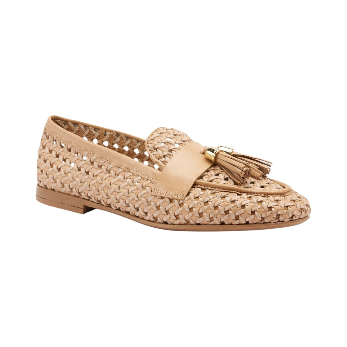 Frau Mocassino Beige Intrecciato con Nappine da Donna