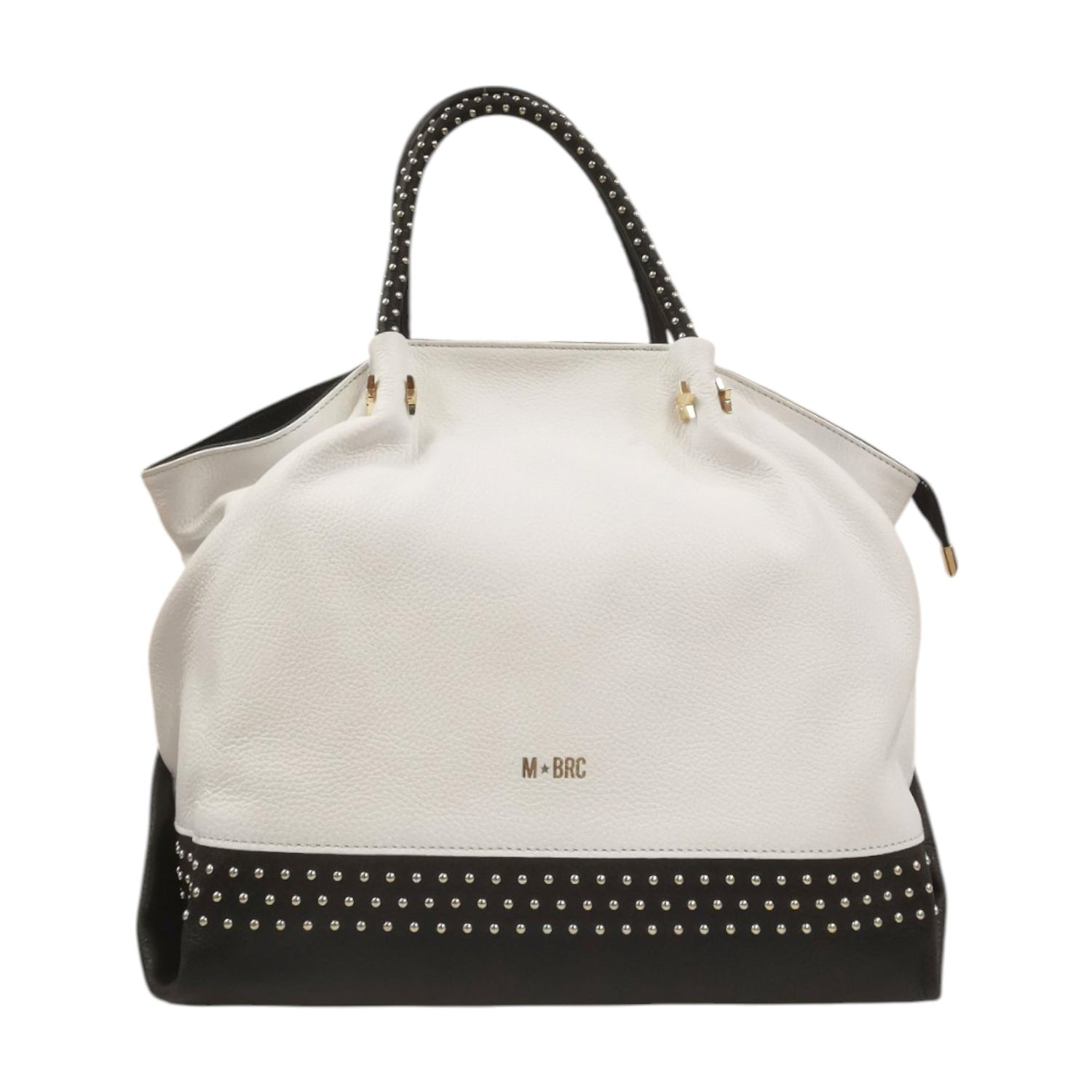 M Brc Borsa a Mano M Donna  Linea Chiodo In Pelle Bianco Nero
