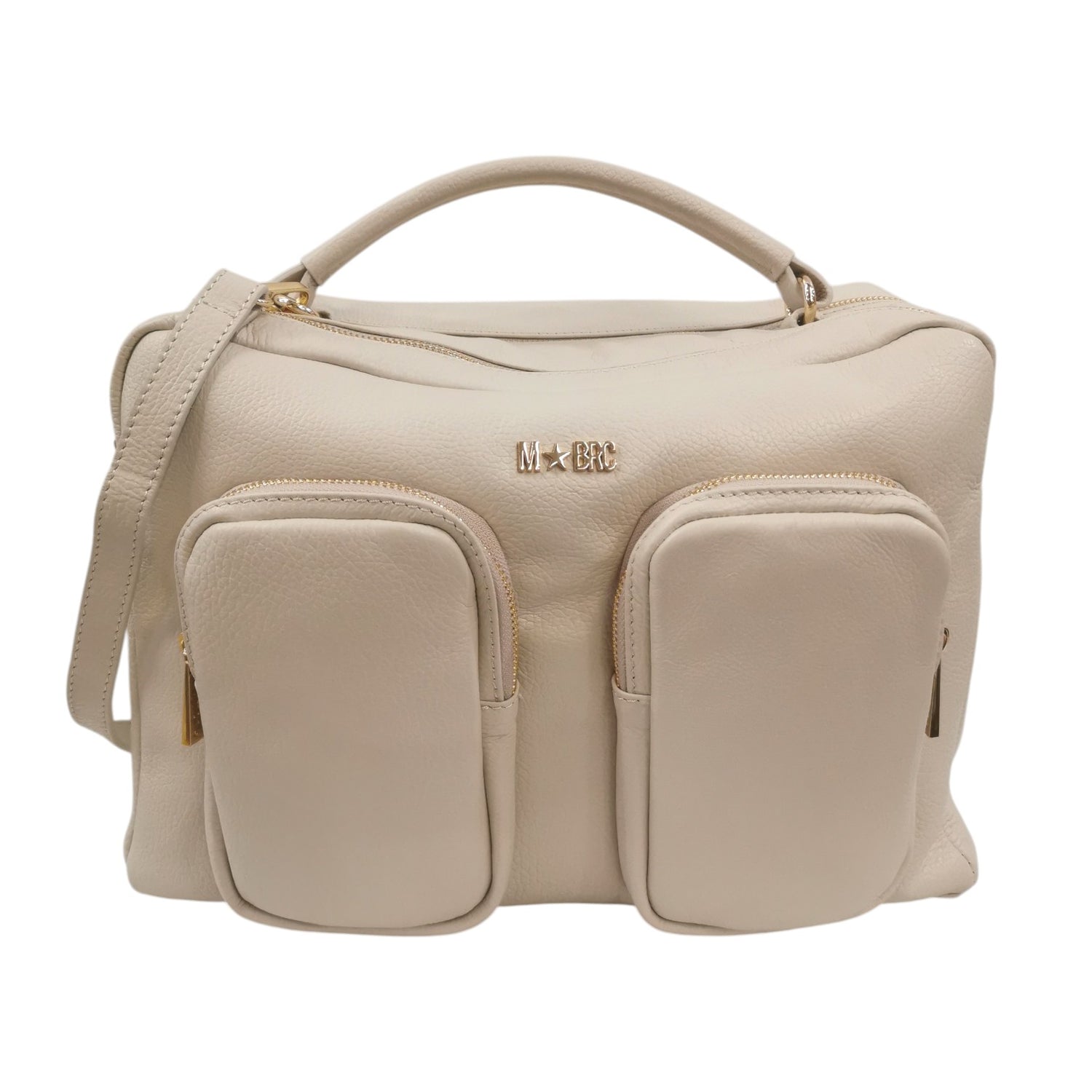 M Brc Borsa a Mano Avorio Donna Linea Voyager con Tasche Frontali e Tracolla