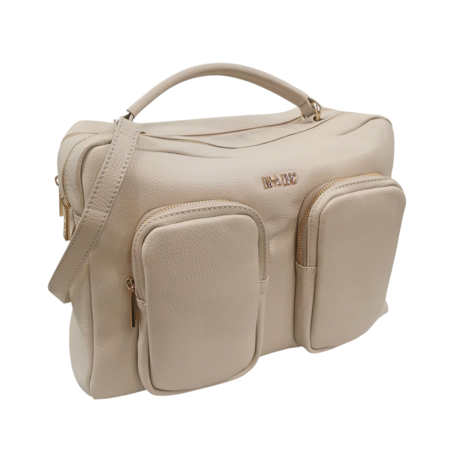 M Brc Borsa a Mano Avorio Donna Linea Voyager con Tasche Frontali e Tracolla