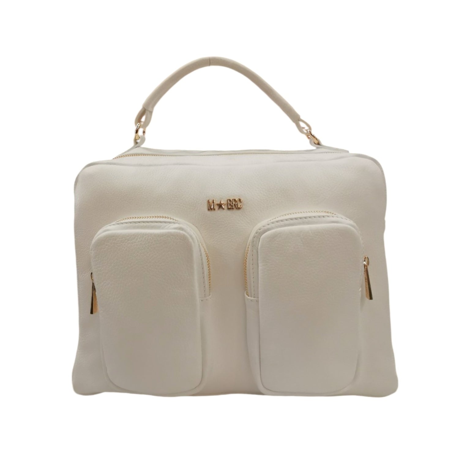 M Brc Borsa a Mano Bianco Donna Linea Voyager con Tasche Frontali e Tracolla