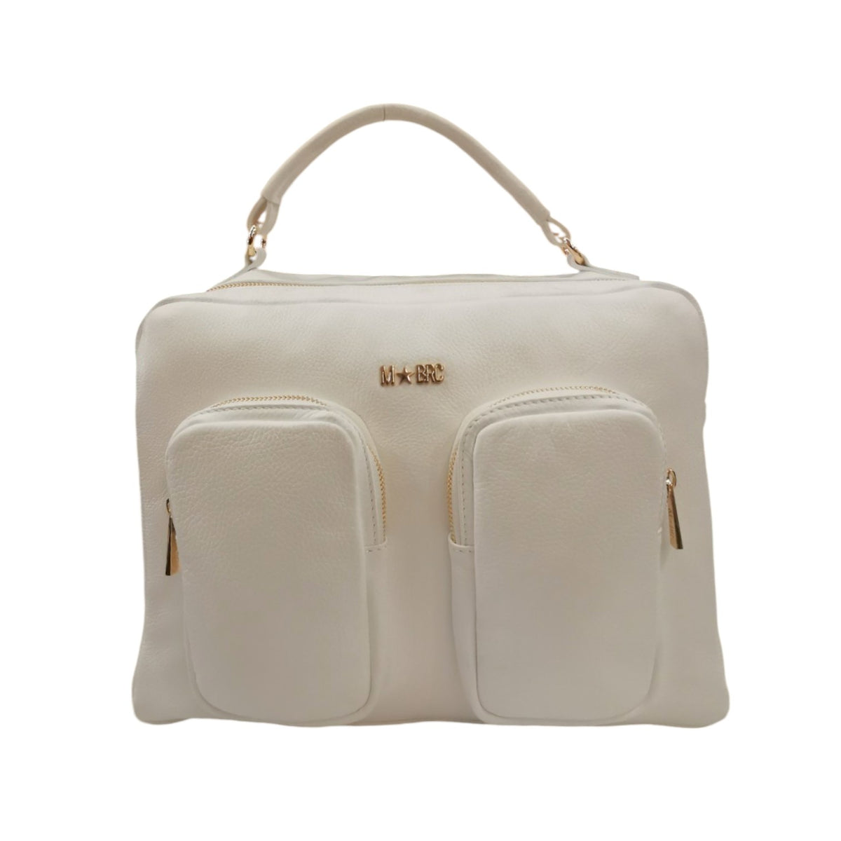 M Brc Borsa a Mano Bianco Donna Linea Voyager con Tasche Frontali e Tracolla