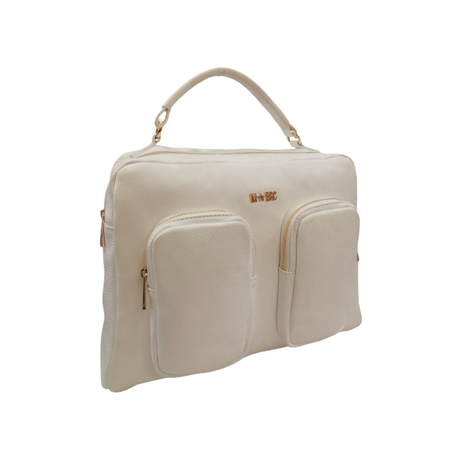 M Brc Borsa a Mano Bianco Donna Linea Voyager con Tasche Frontali e Tracolla