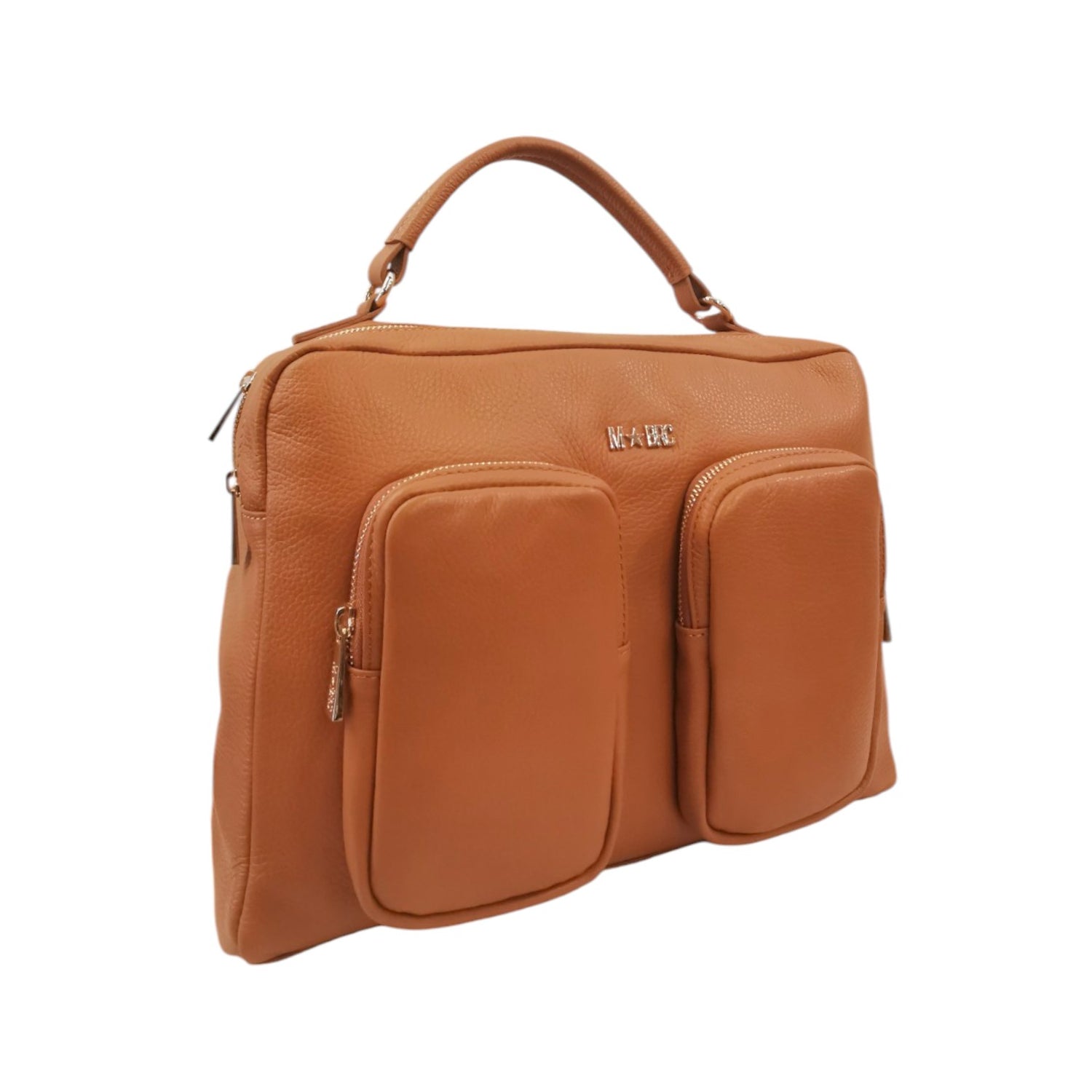 M Brc Borsa a Mano Cuoio Donna Linea Voyager con Tasche Frontali e Tracolla