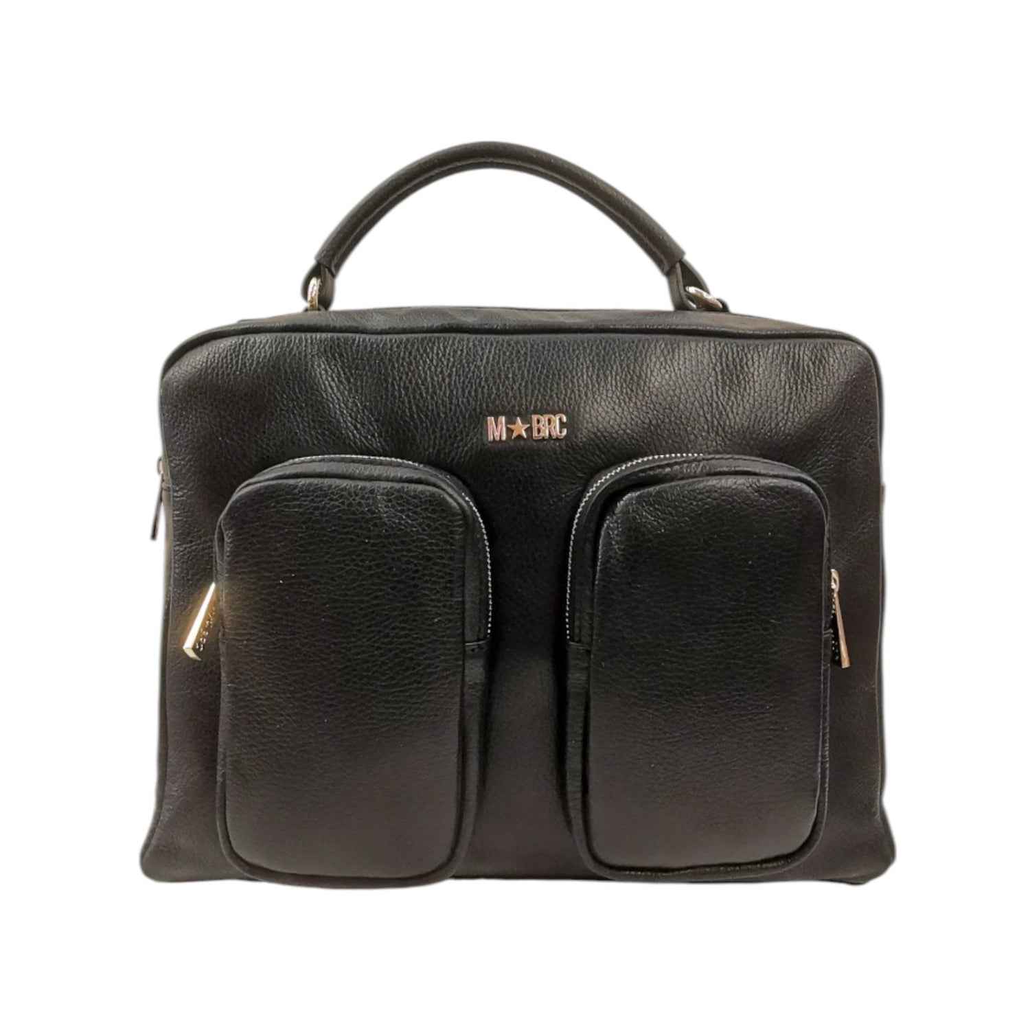 M Brc Borsa a Mano Nera Donna Linea Voyager con Tasche Frontali e Tracolla