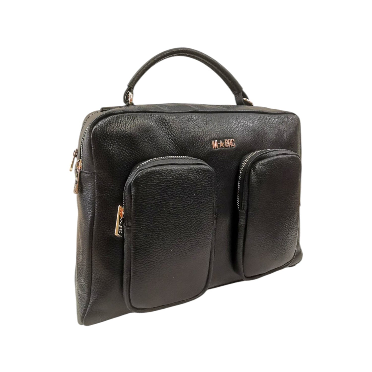 M Brc Borsa a Mano Nera Donna Linea Voyager con Tasche Frontali e Tracolla