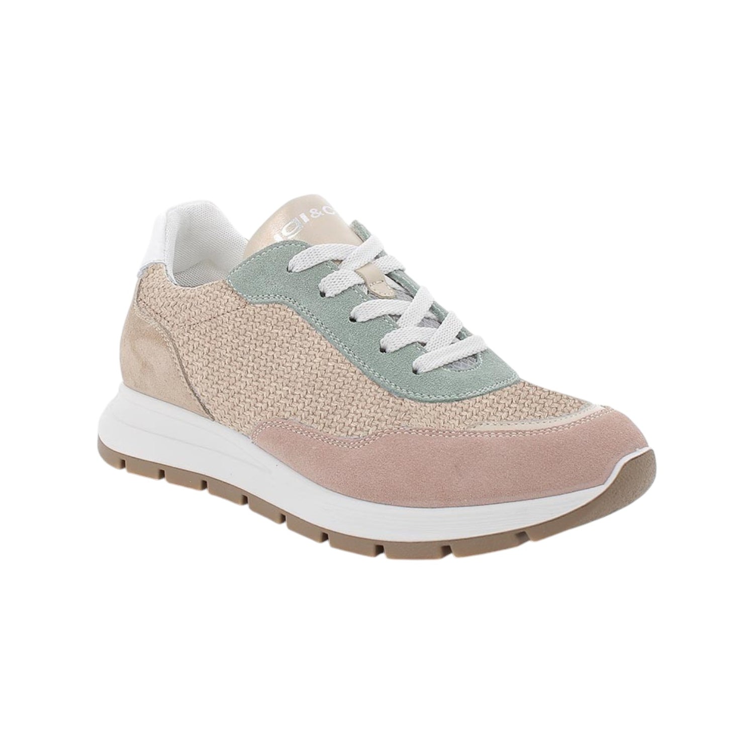 Igi&Co Sneakers Rosa Beige in Camoscio e Tessuto da Donna